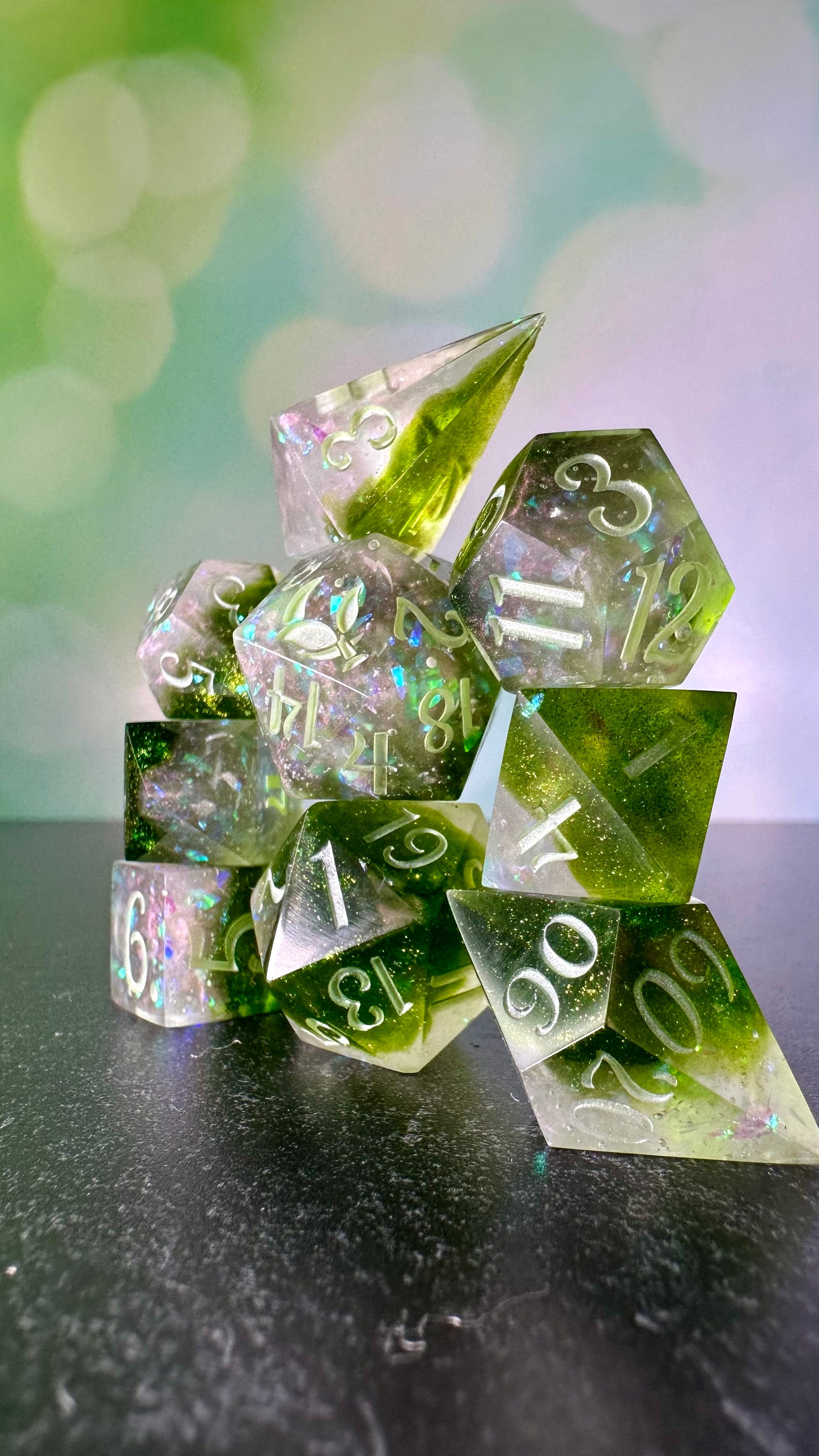 Spring's Haze-  8 piece polyhedral dice set