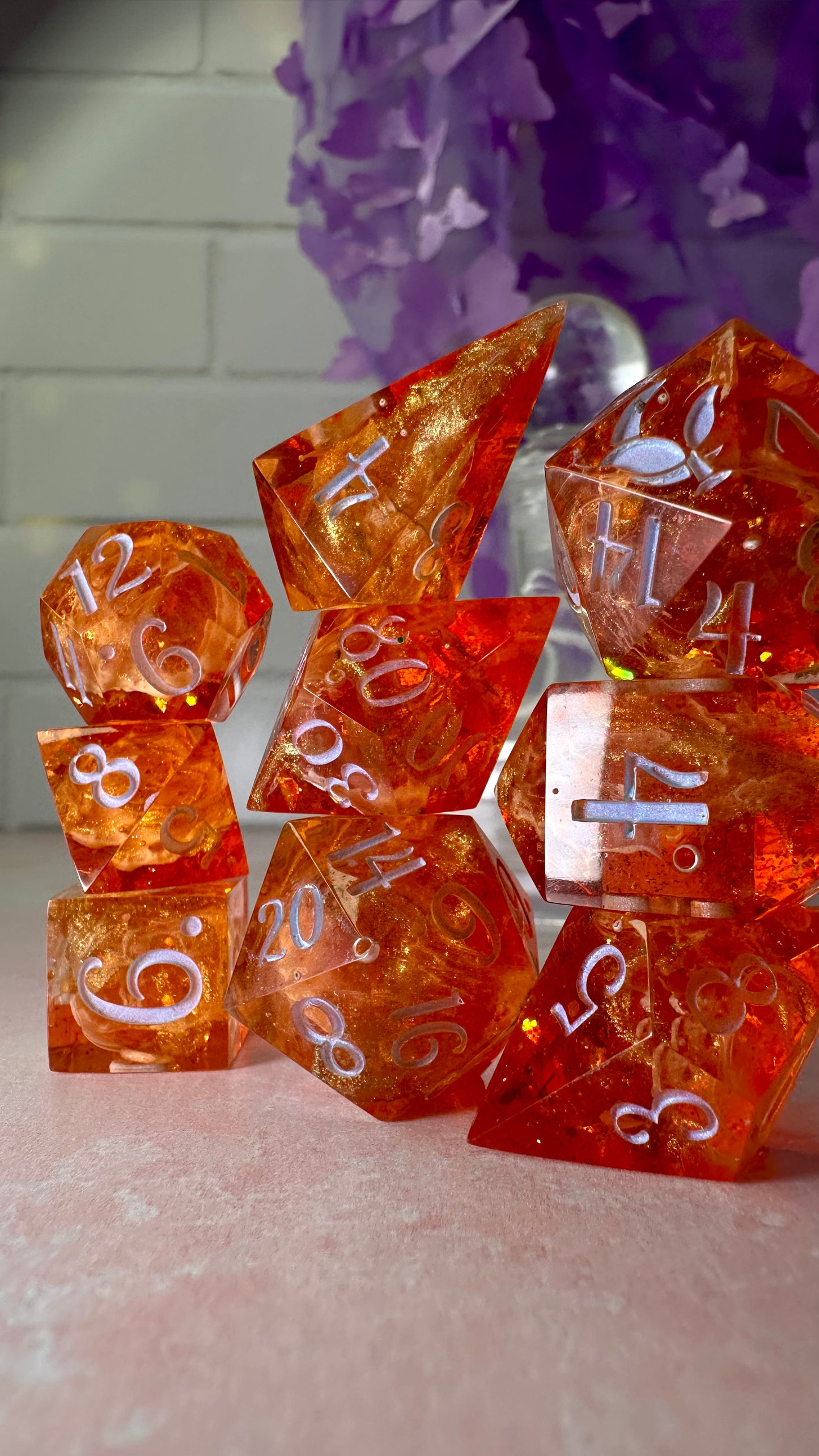 Portia Featherington- 8 piece polyhedral dice set