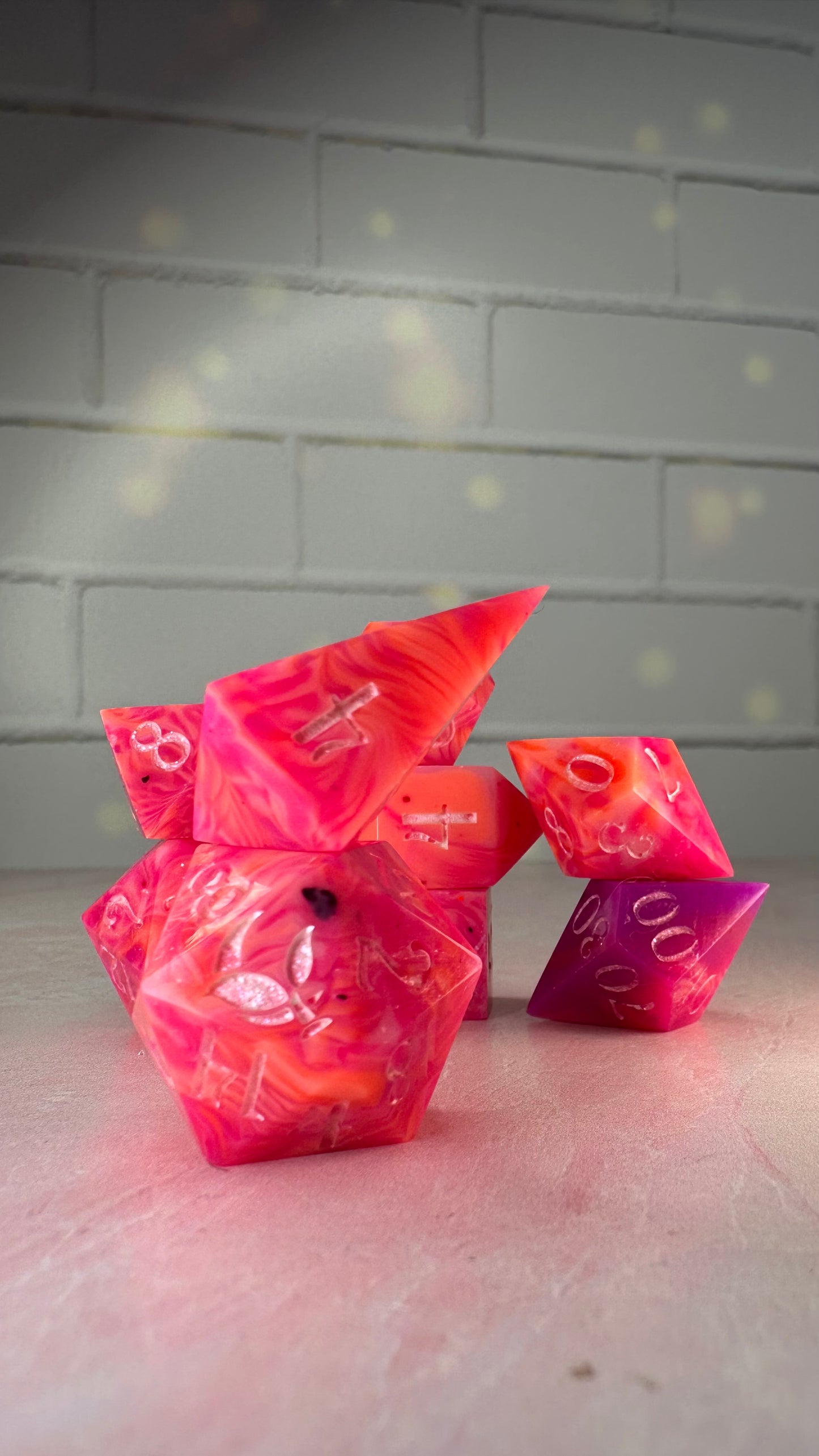Lesbian Pride Sherbert - 8 piece polyhedral dice set