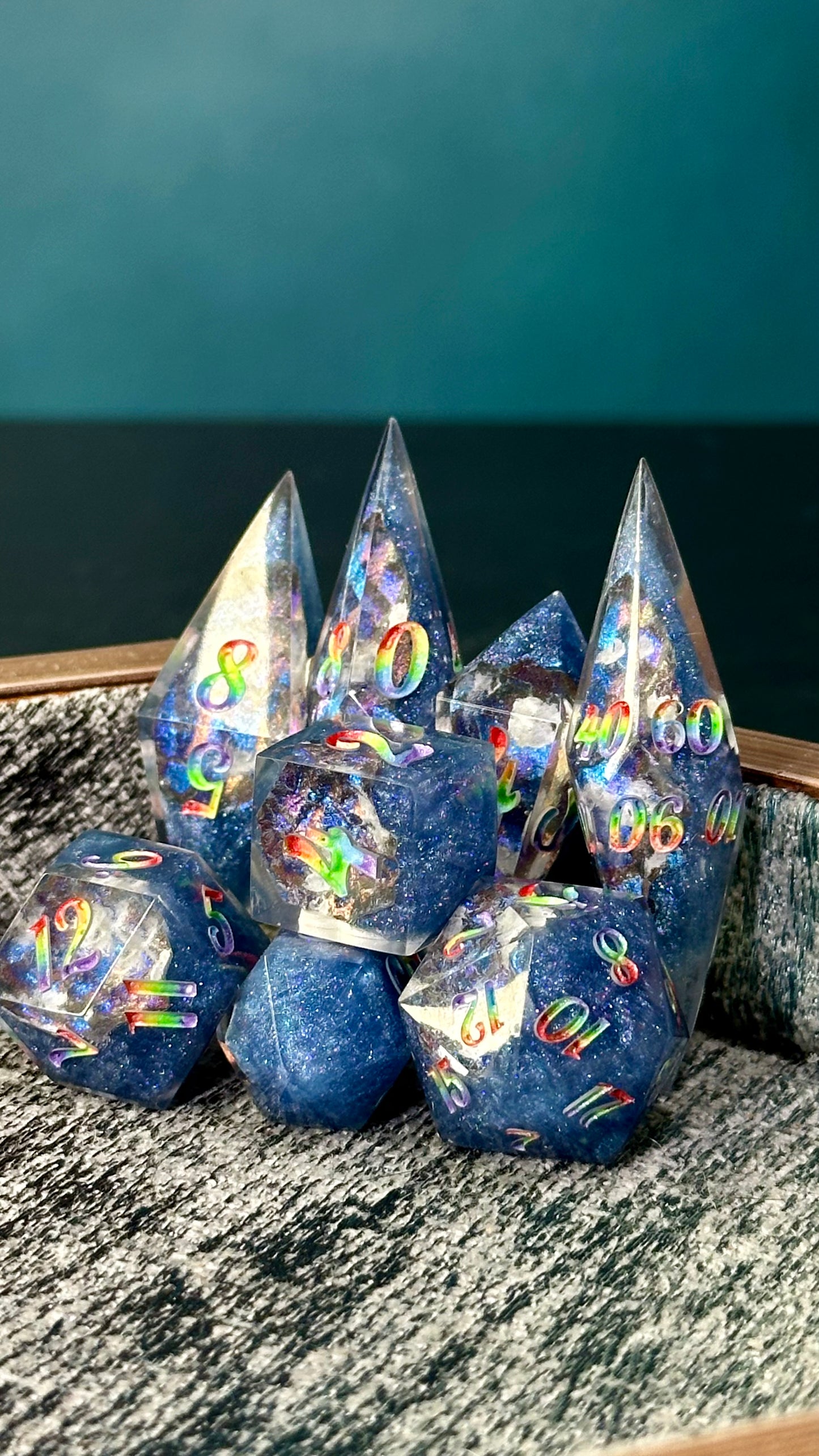 Hope and Pride - 8 piece polyhedral dice set- (Pointy Bois)