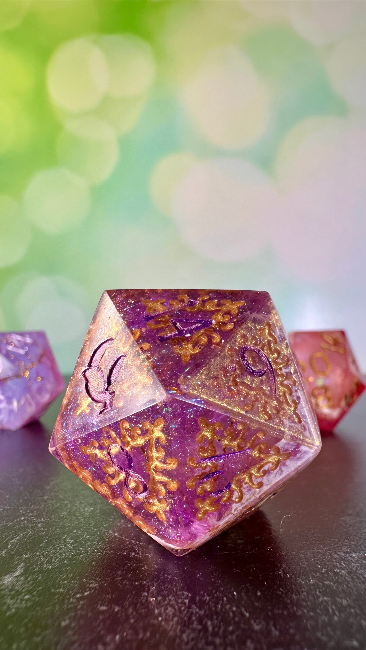 Purple Filigree- 40 MM Logo d20 Chonk