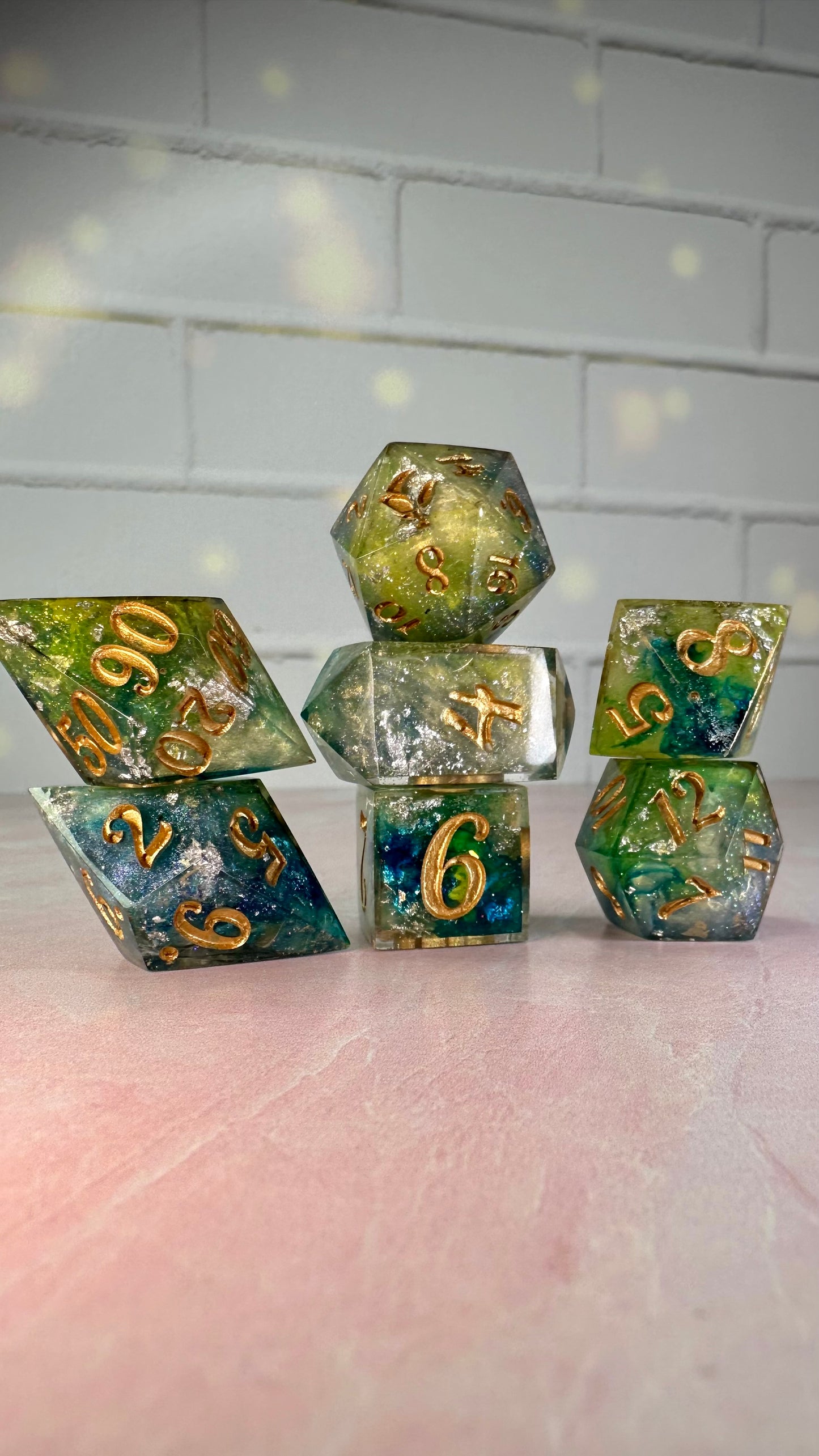 Mercurial Shadow Period-Pobody’s Nerfect 8 piece polyhedral dice set (Large)