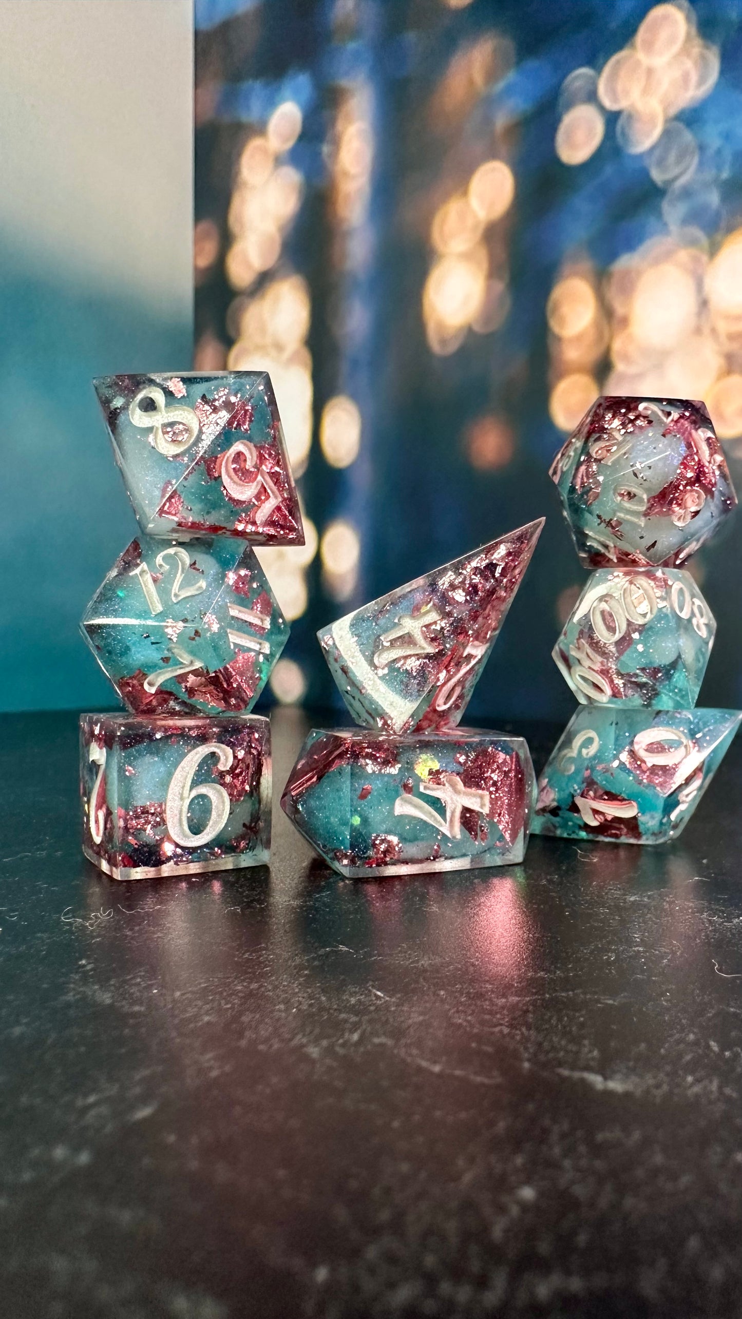 Trans Pride (Dreamy) 8 piece polyhedral dice set (Large) (Beta) Pobody's Nerfect