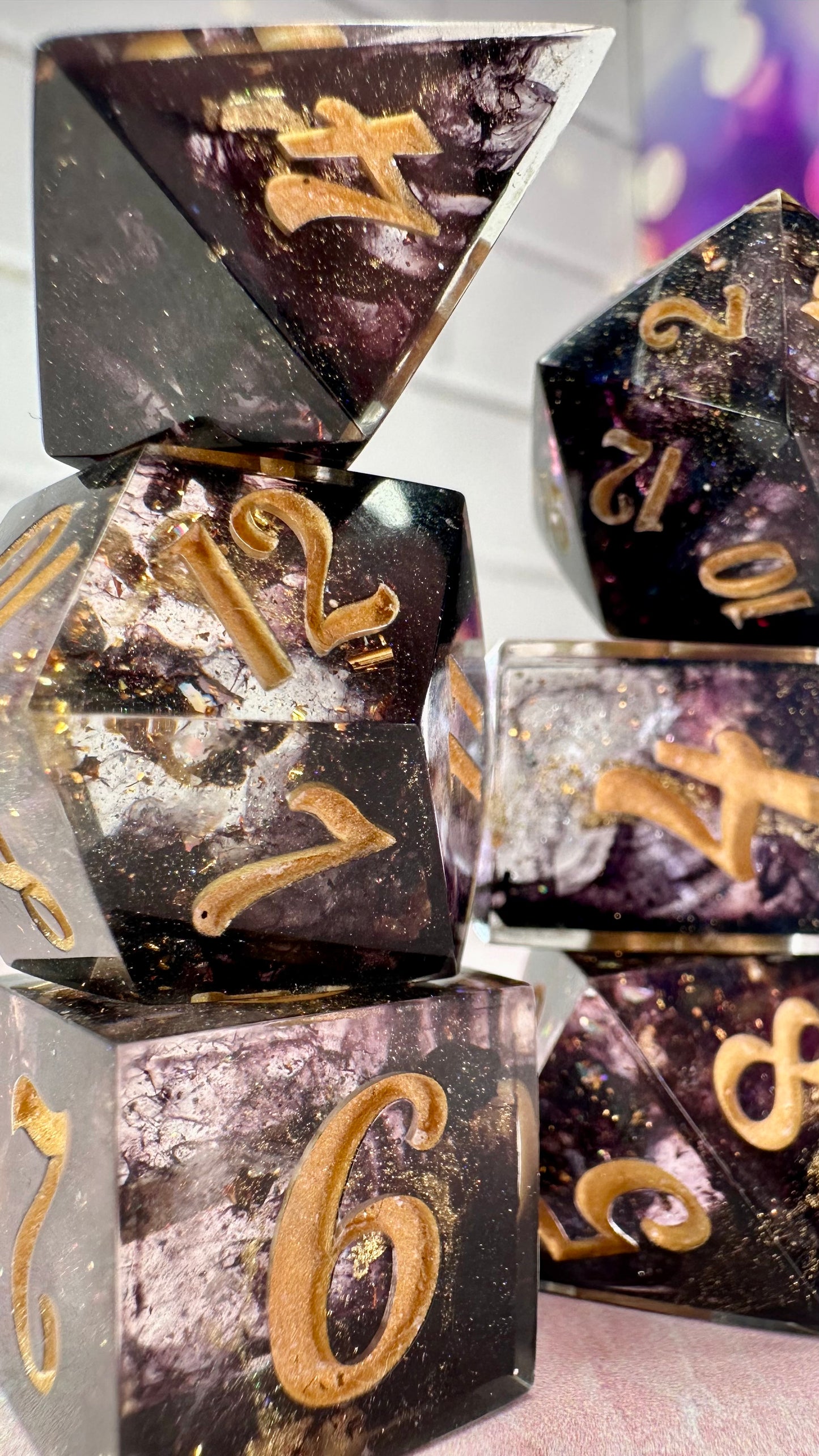 The Dark King-8 piece polyhedral dice set (Large)