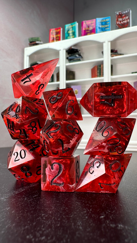 Death Rubies of the Summer Court- 8 piece polyhedral dice set