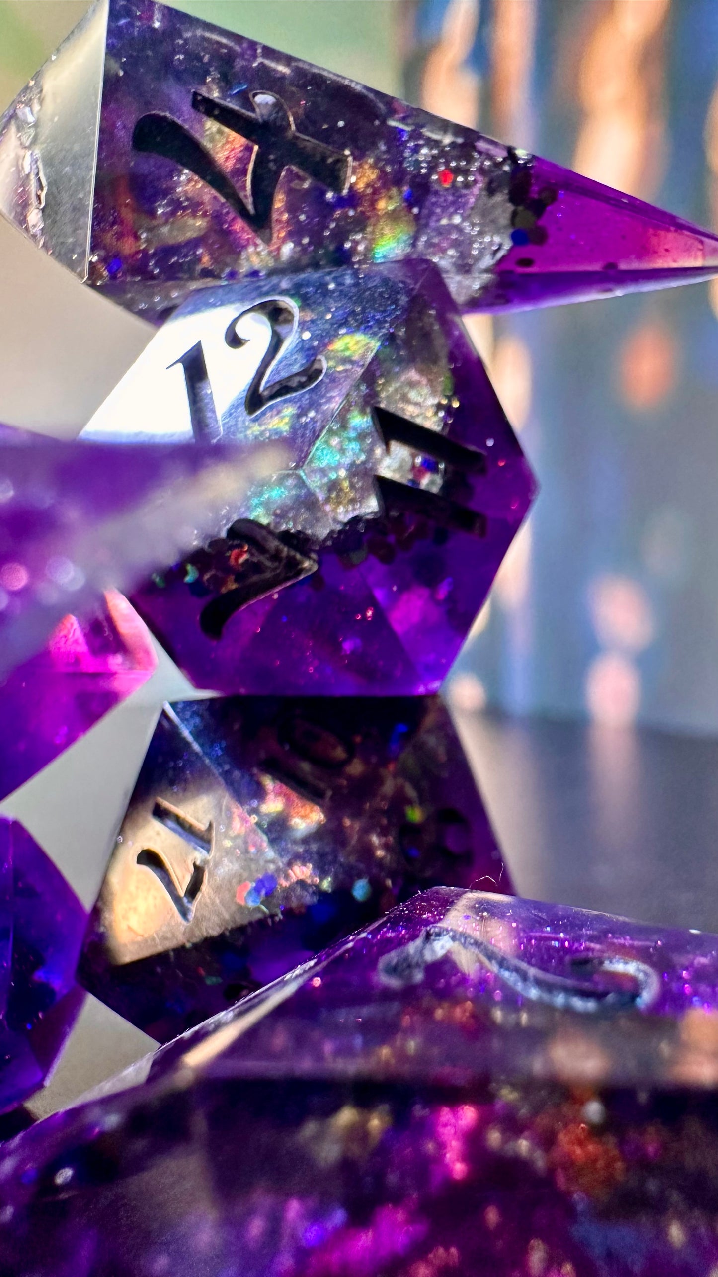 "The Darkness of Lovers" Geode - 8 piece polyhedral dice set- (Pointy Bois)- Pobody’s Nerfect