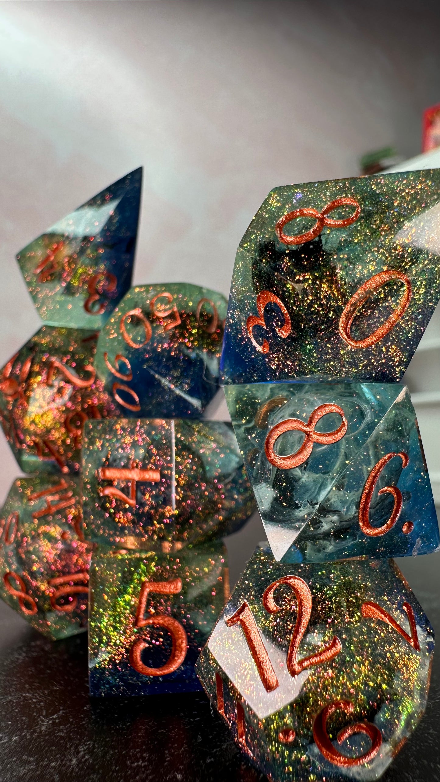 Mated- 8 piece polyhedral dice set