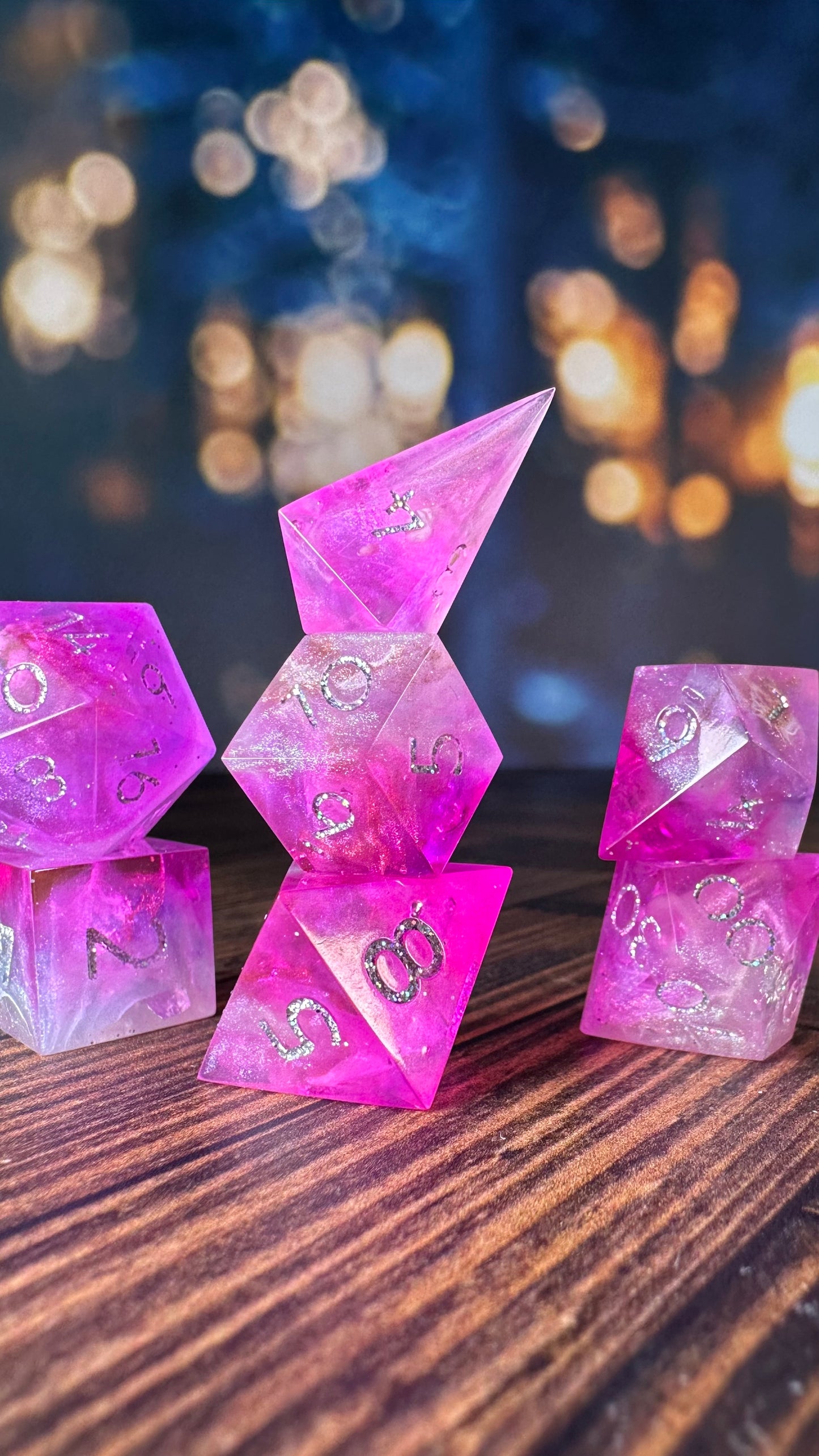 Starlight Fancy- 7 piece polyhedral dice set (Small)