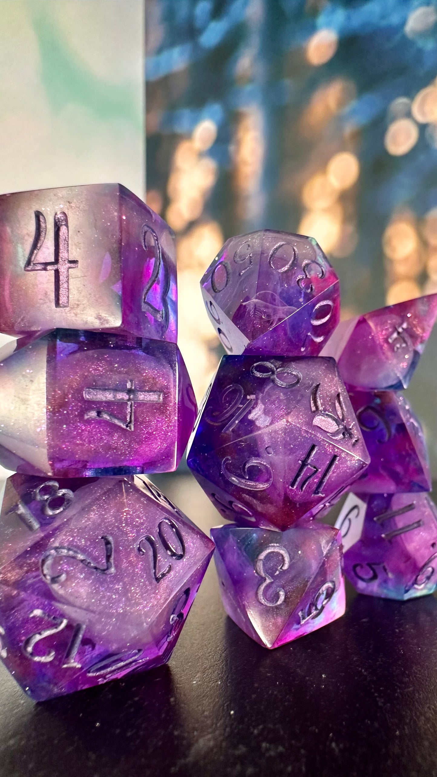 "I will always be with you" - 8 piece polyhedral dice set