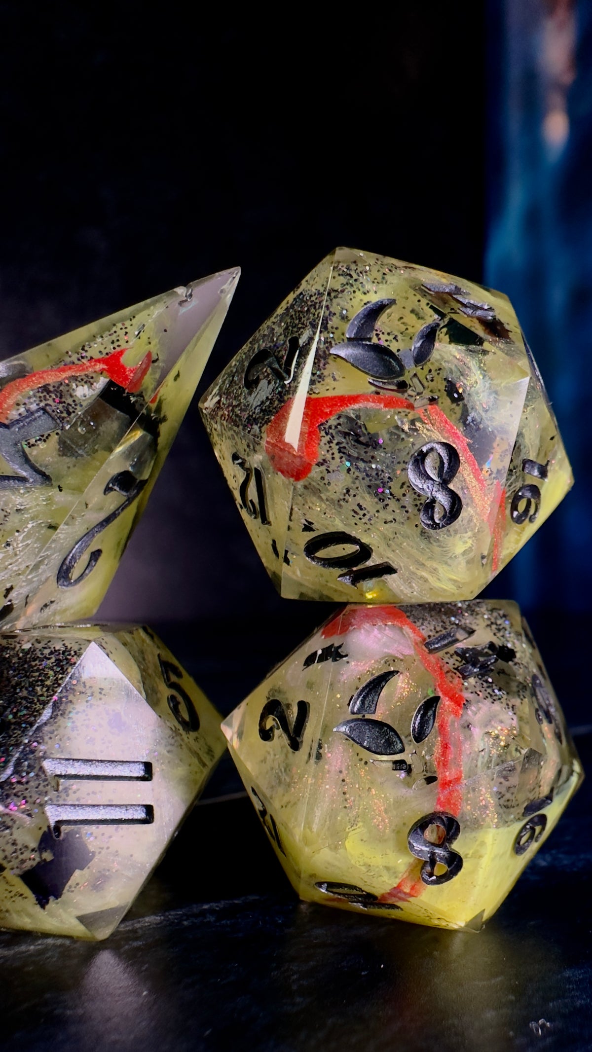 Petrova Line v3-Erid (Pobody’s Nerfect) -8 piece polyhedral dice set (Large)