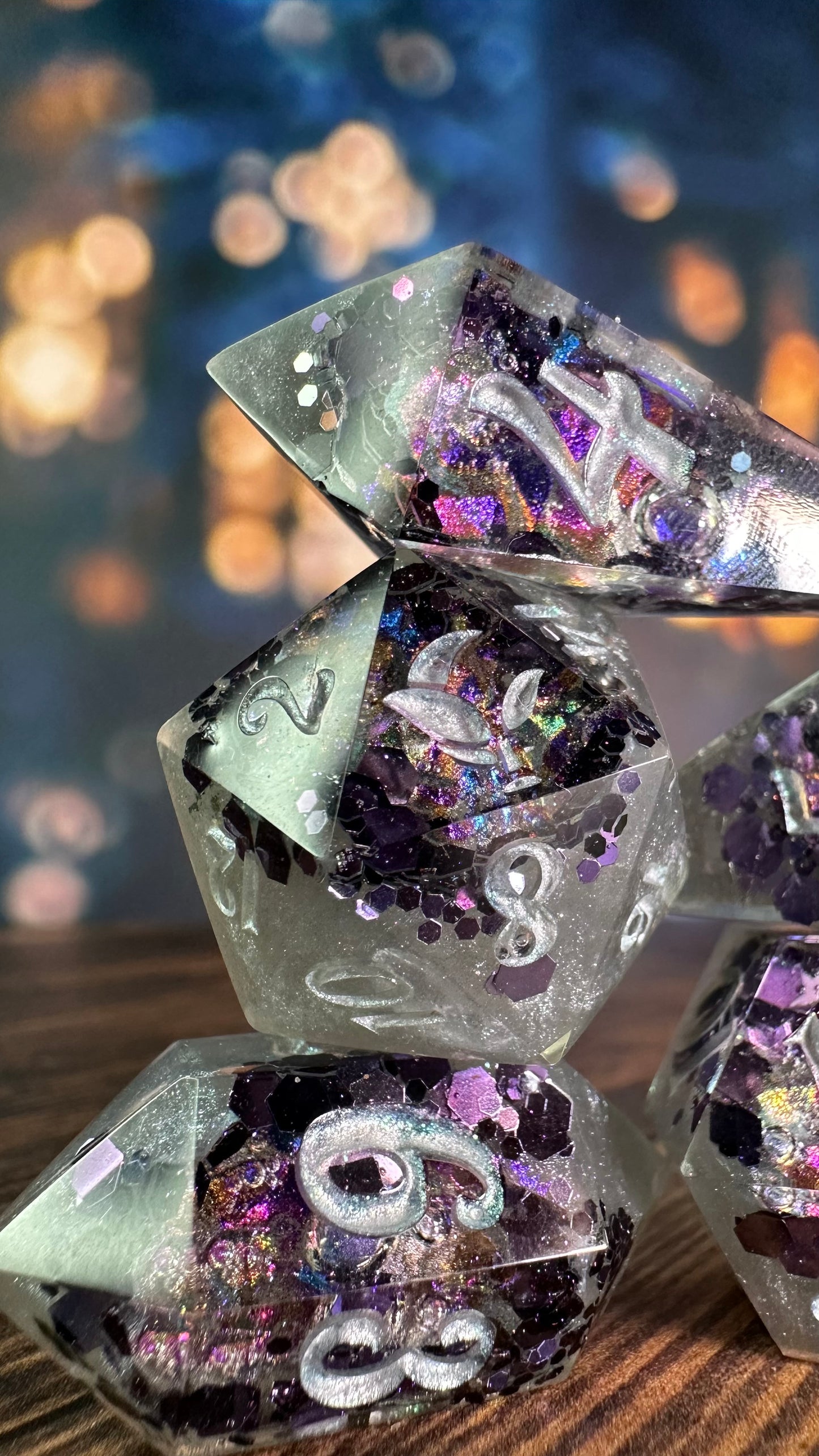 Starborn Fae Geode - 8 piece polyhedral dice set- (Pointy Bois)- Pobody’s Nerfect