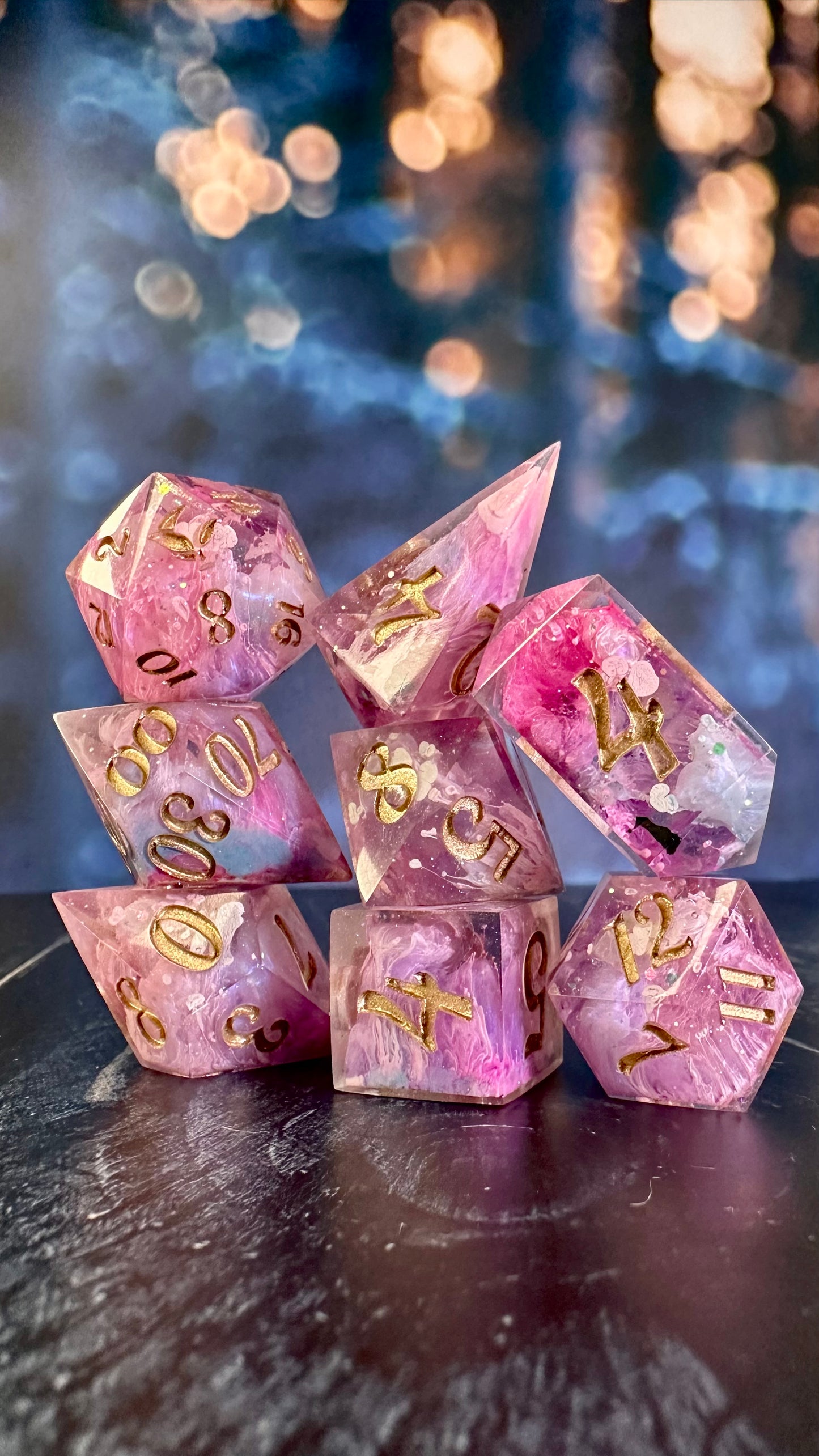 Galinda’s Arrival at Shiz- 8 piece polyhedral dice set (Large)