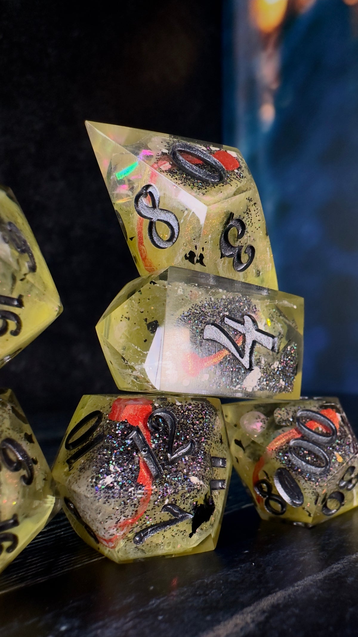 Petrova Line v3-Erid (Pobody’s Nerfect) -8 piece polyhedral dice set (Large)