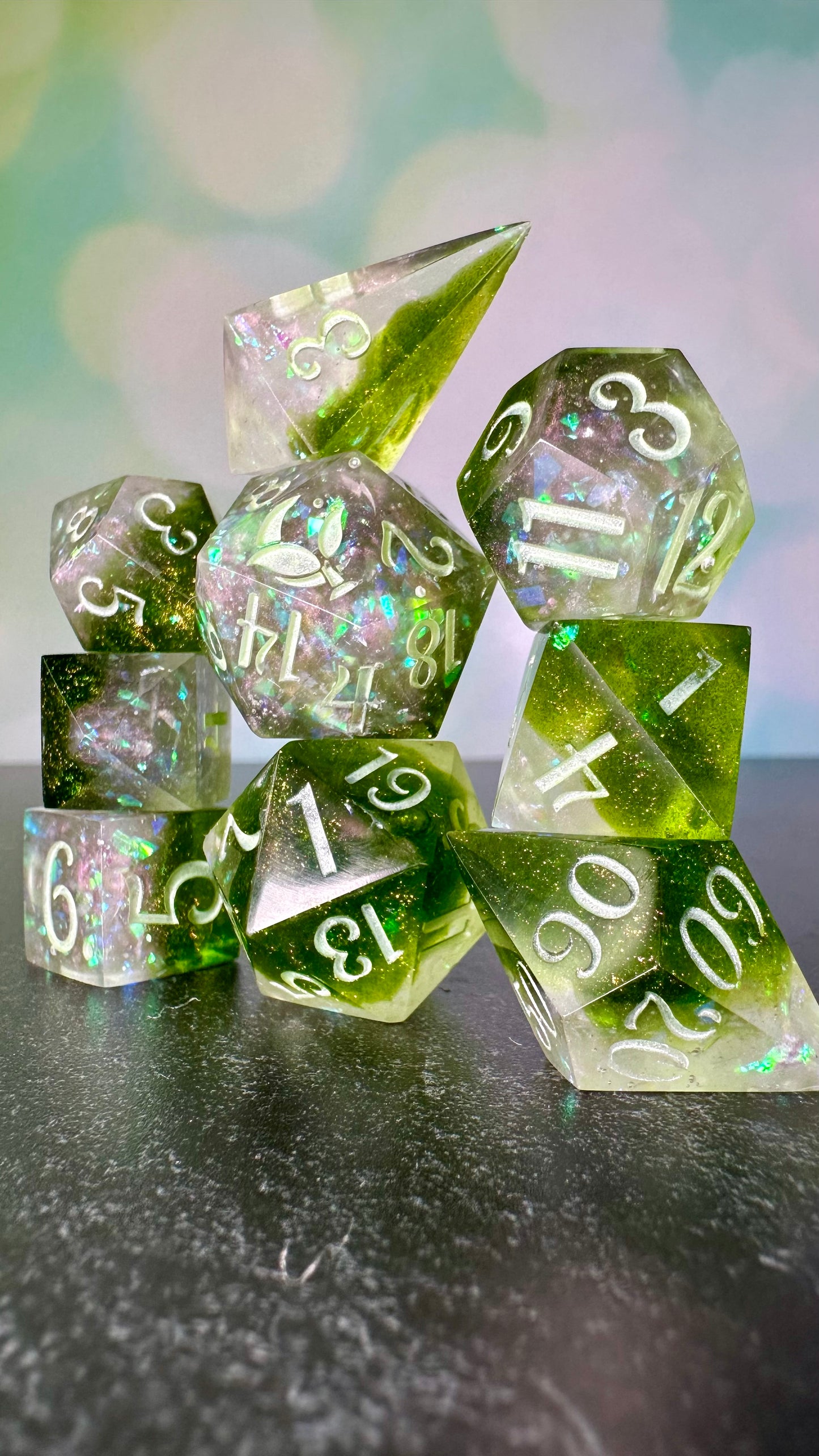 Spring's Haze-  8 piece polyhedral dice set