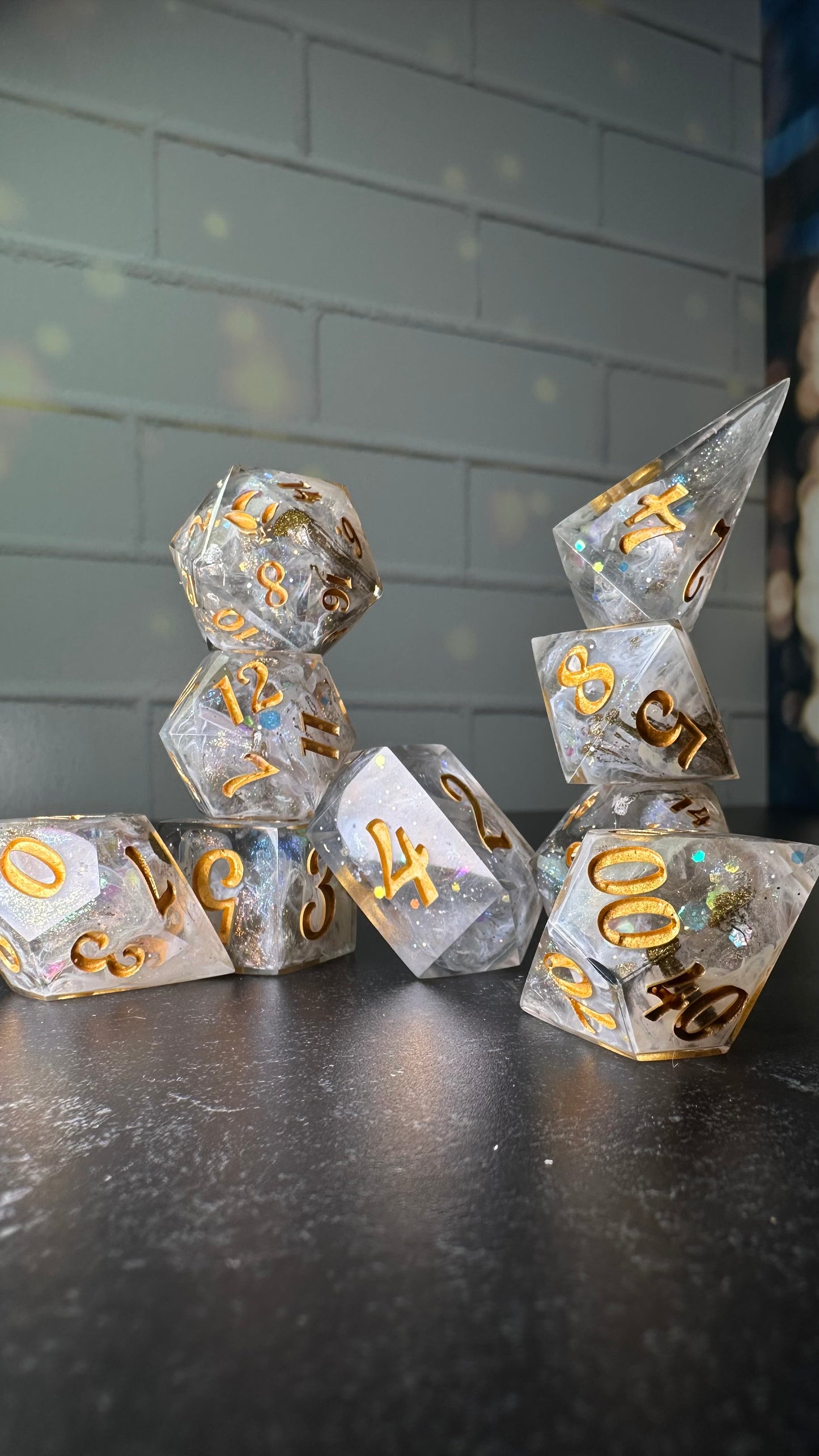 Golden- Pobody's Nerfect - 8 piece polyhedral dice set (Large)