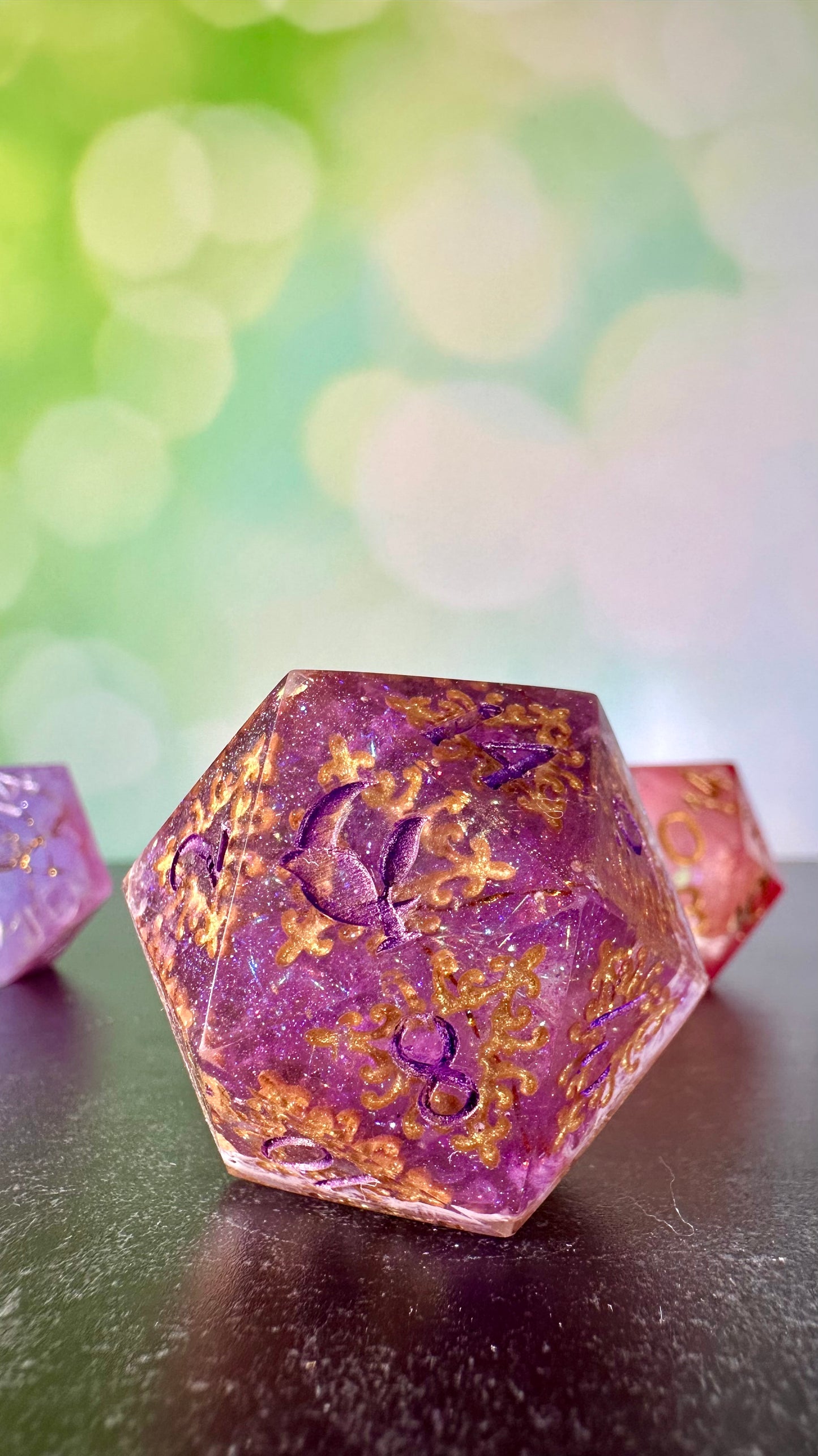 Purple Filigree- 40 MM Logo d20 Chonk