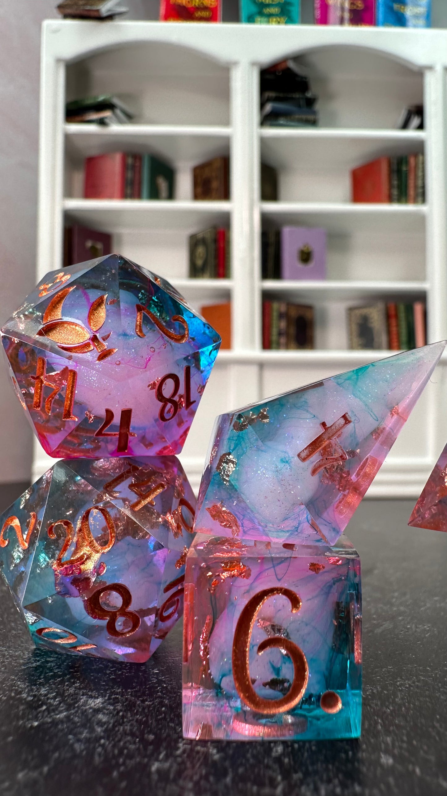 The Rainbow of Velaris- 8 piece polyhedral dice set