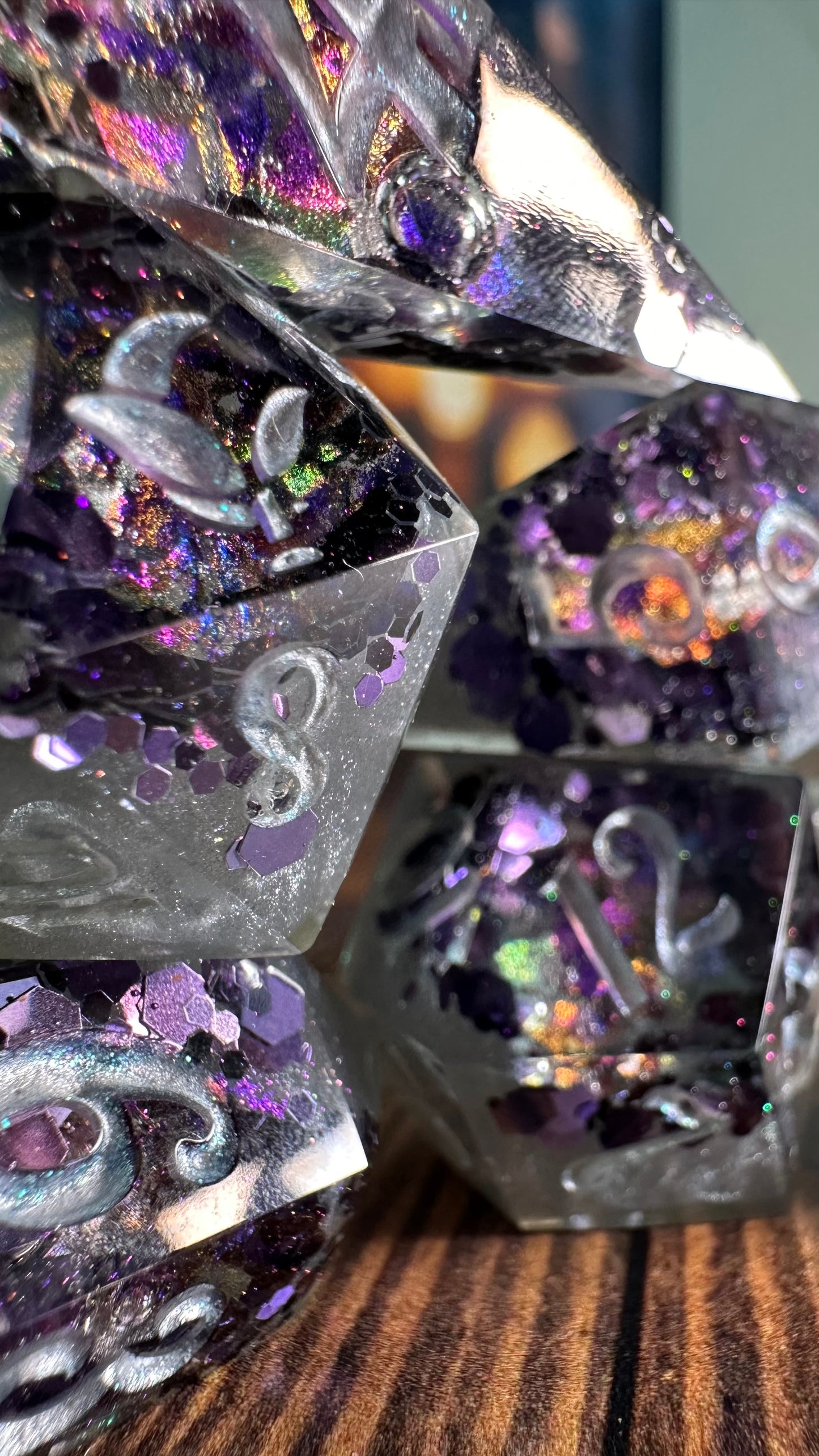 Starborn Fae Geode - 8 piece polyhedral dice set- (Pointy Bois)- Pobody’s Nerfect