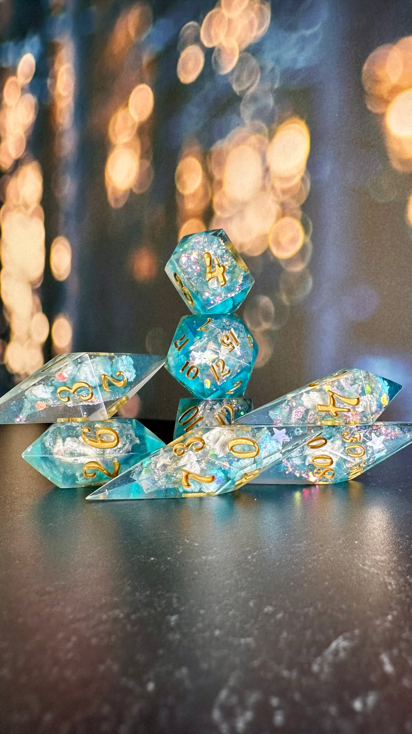 Cosmic Sky Geode - 8 piece polyhedral dice set- (Pointy Bois)- Pobody’s Nerfect