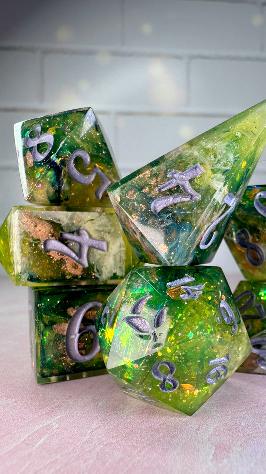 Monet's Garden-8 piece polyhedral dice set (Large)