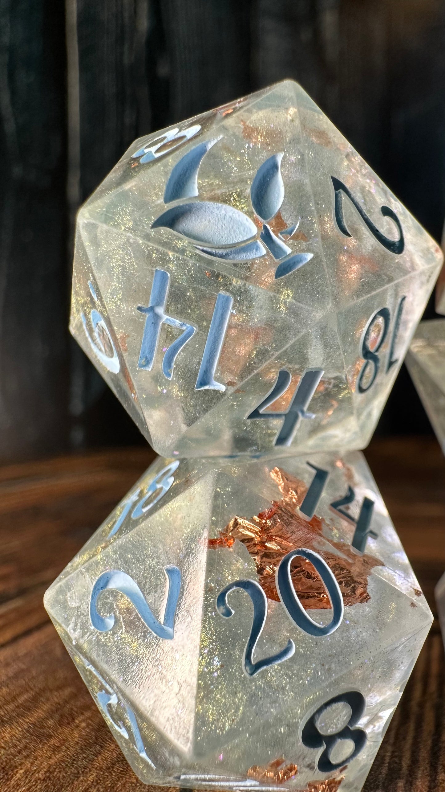 Glass slipper -8 piece polyhedral dice set