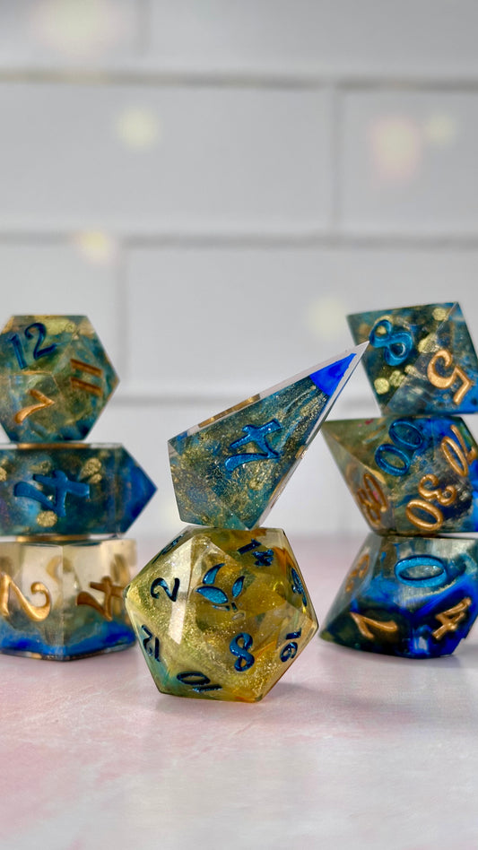 Starry Night-8 piece polyhedral dice set (Large)