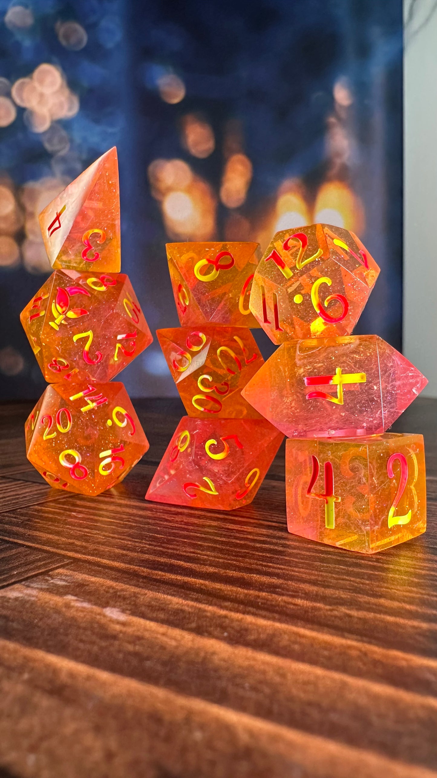 Fangs and Bangs- 8 piece polyhedral dice set