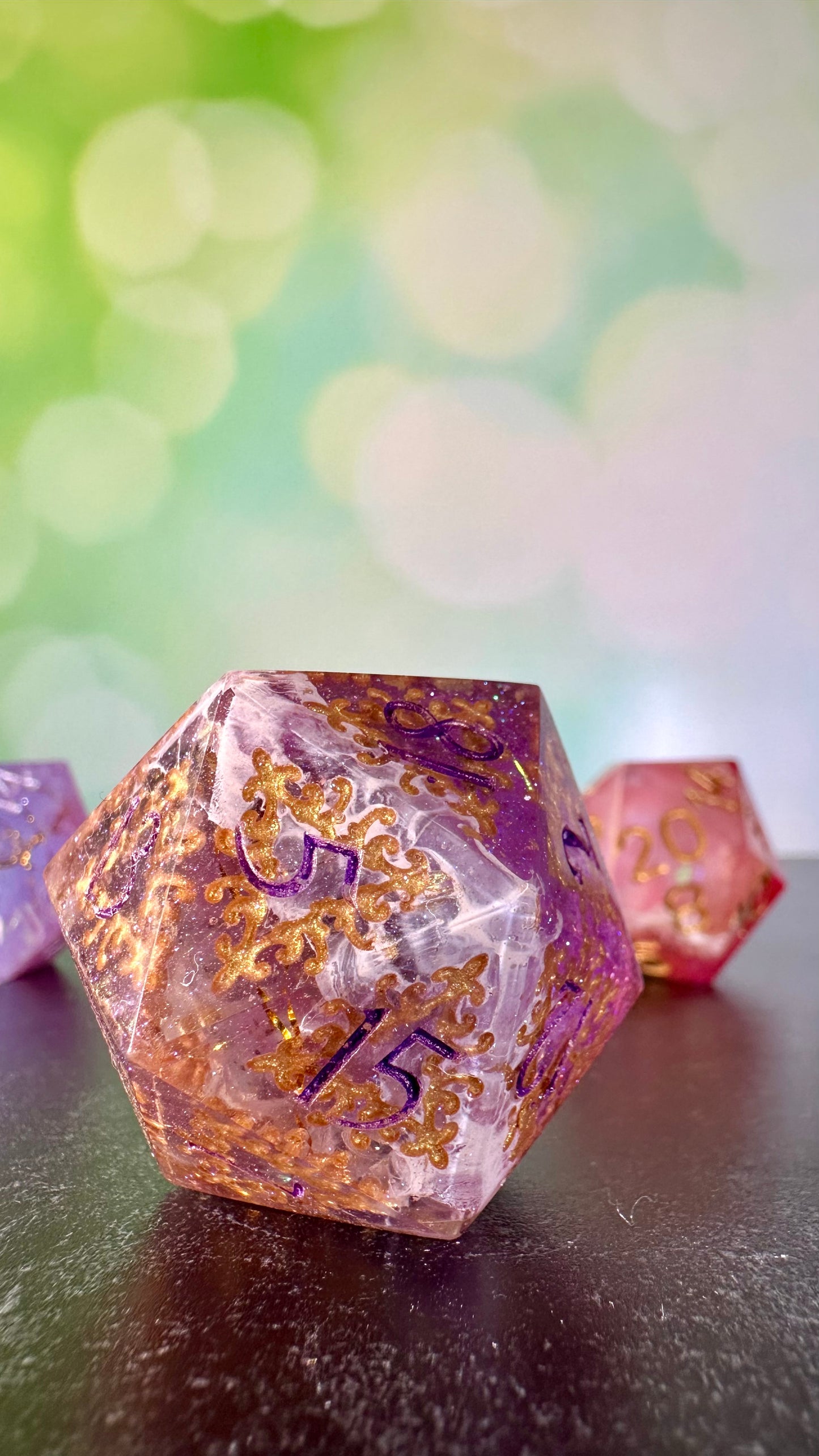 Purple Filigree- 40 MM Logo d20 Chonk