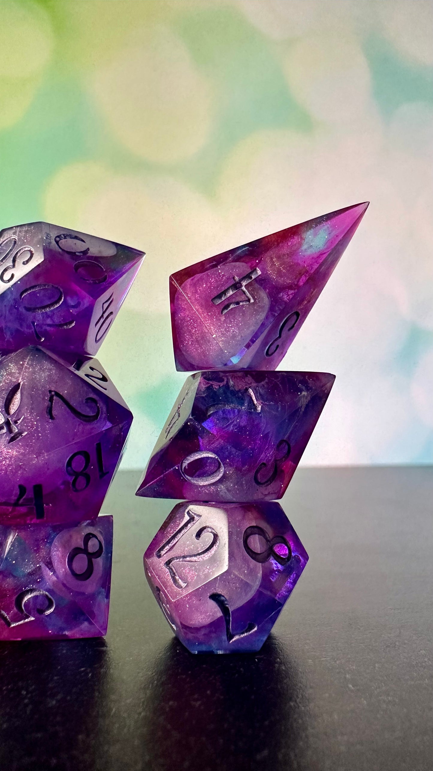 "I will always be with you" - 8 piece polyhedral dice set