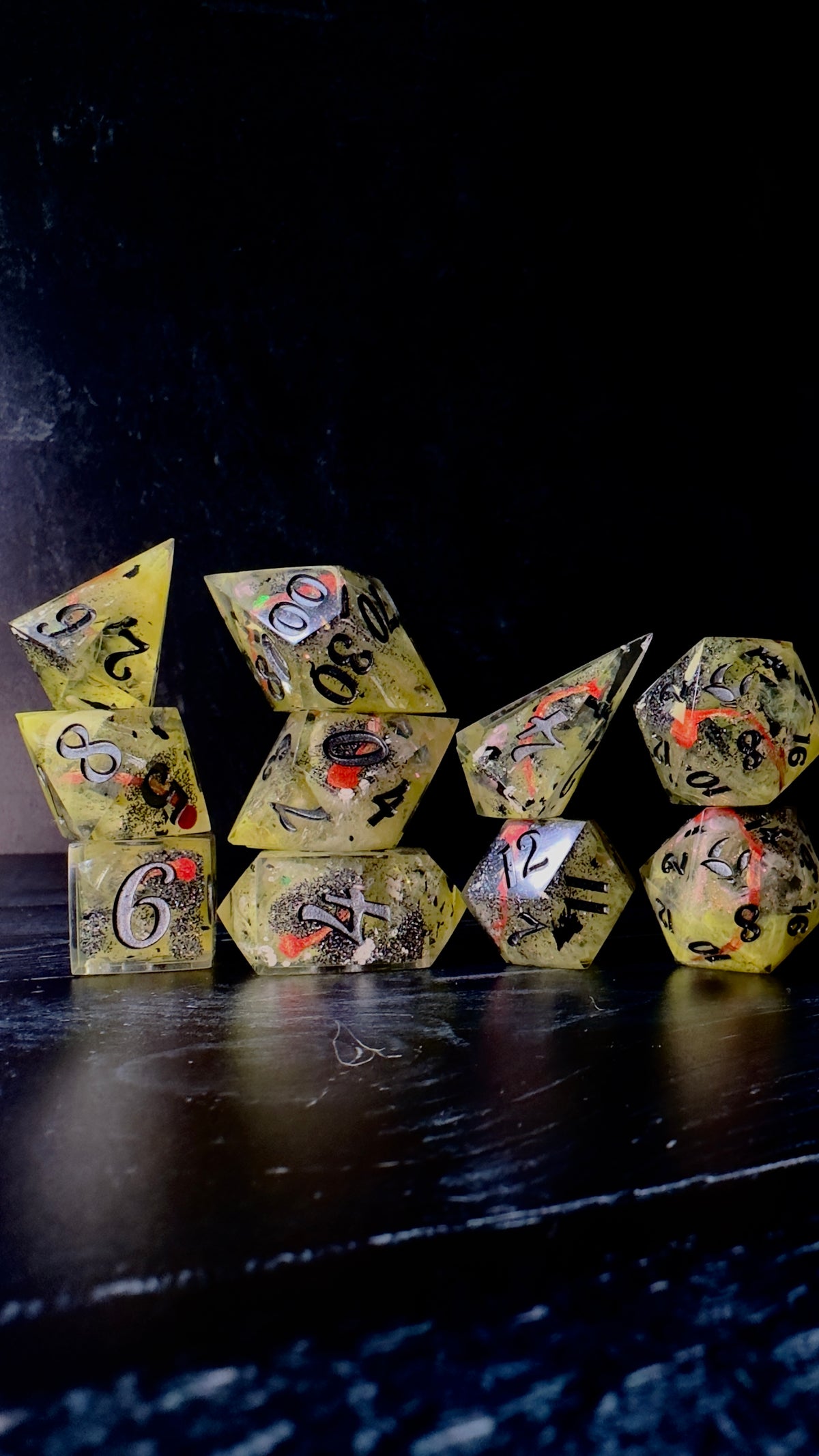 Petrova Line v3-Erid (Pobody’s Nerfect) -8 piece polyhedral dice set (Large)