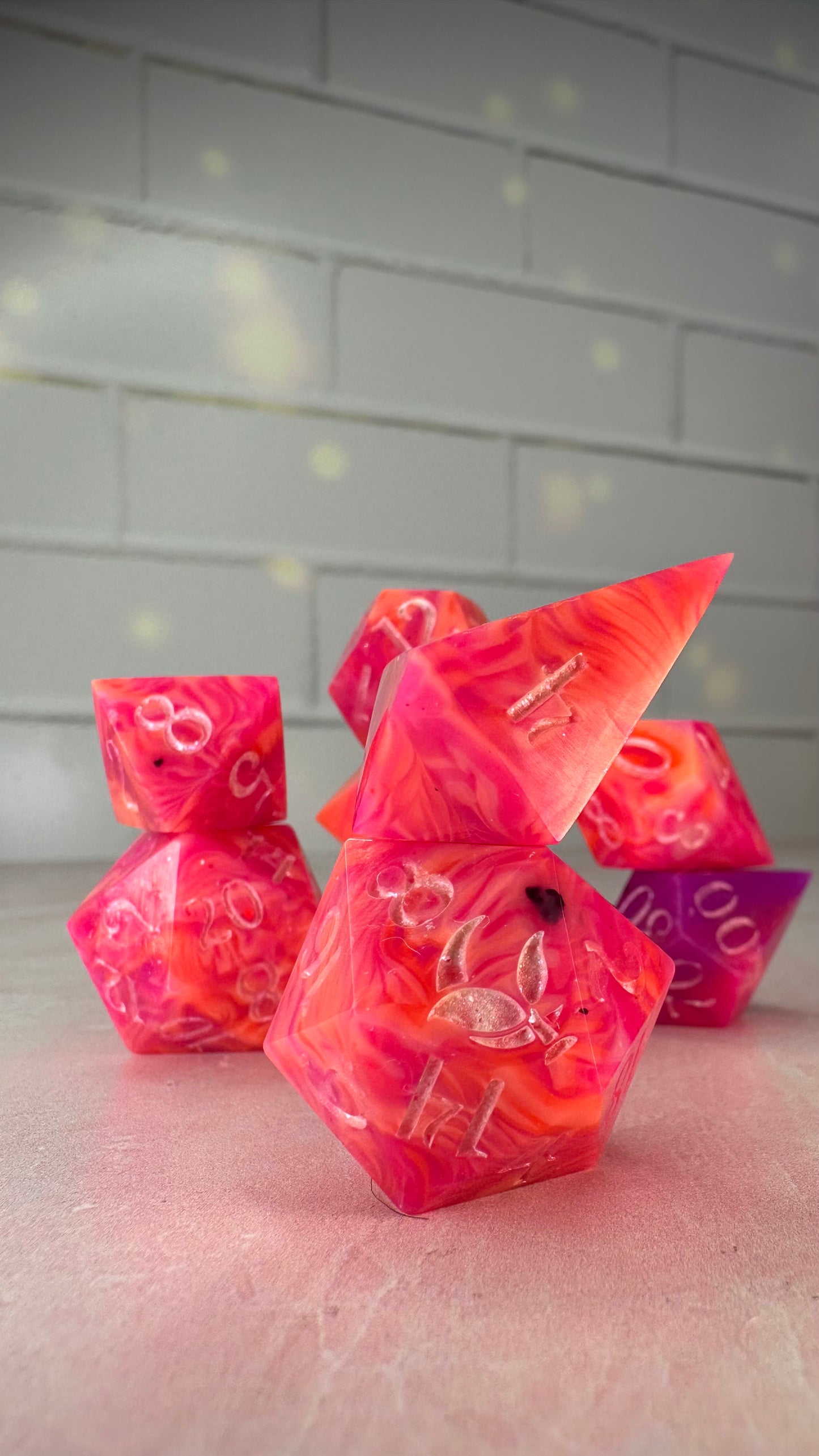 Lesbian Pride Sherbert - 8 piece polyhedral dice set