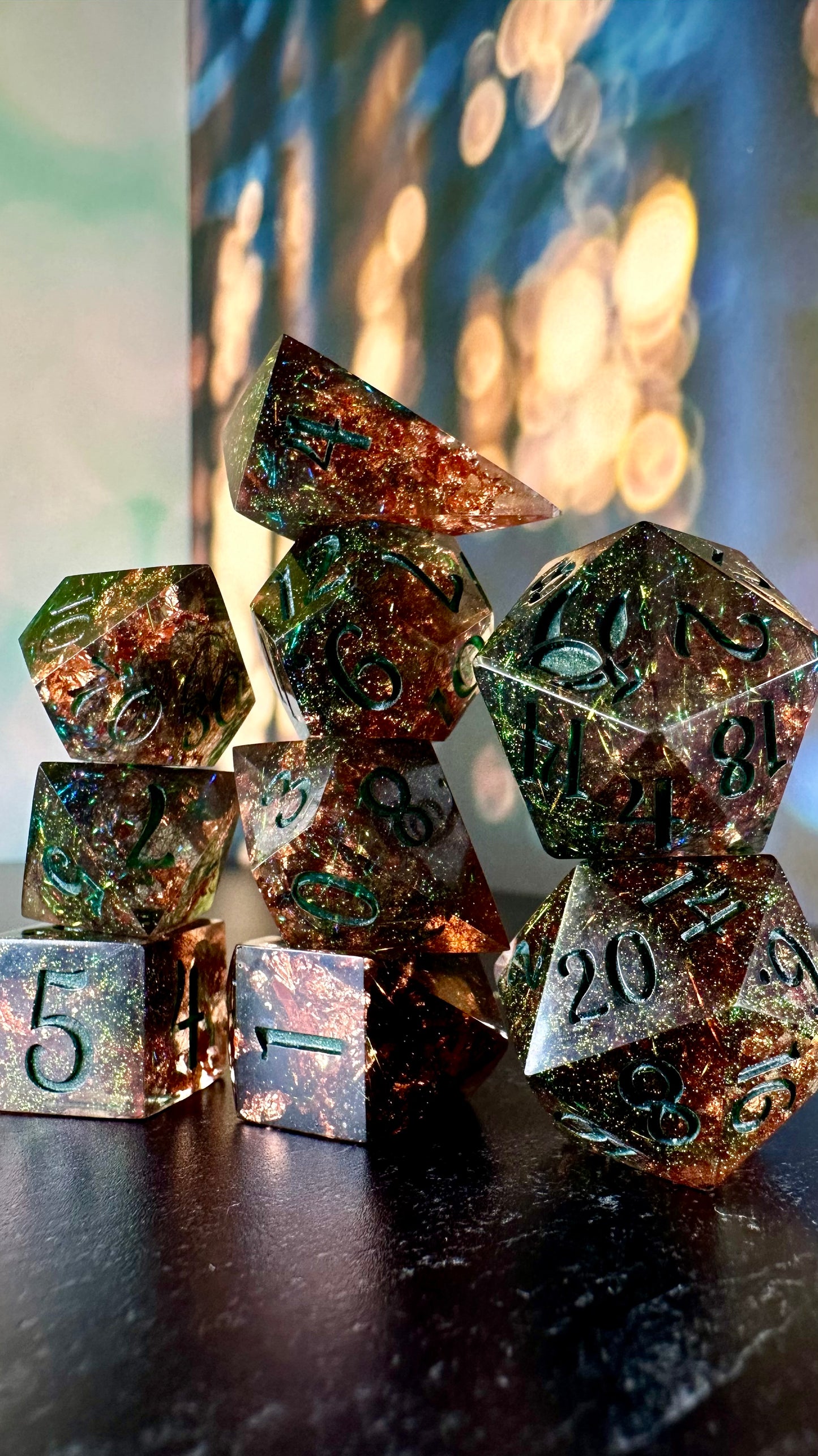 Crown Prince of the Valbaran Fae-  8 piece polyhedral dice set