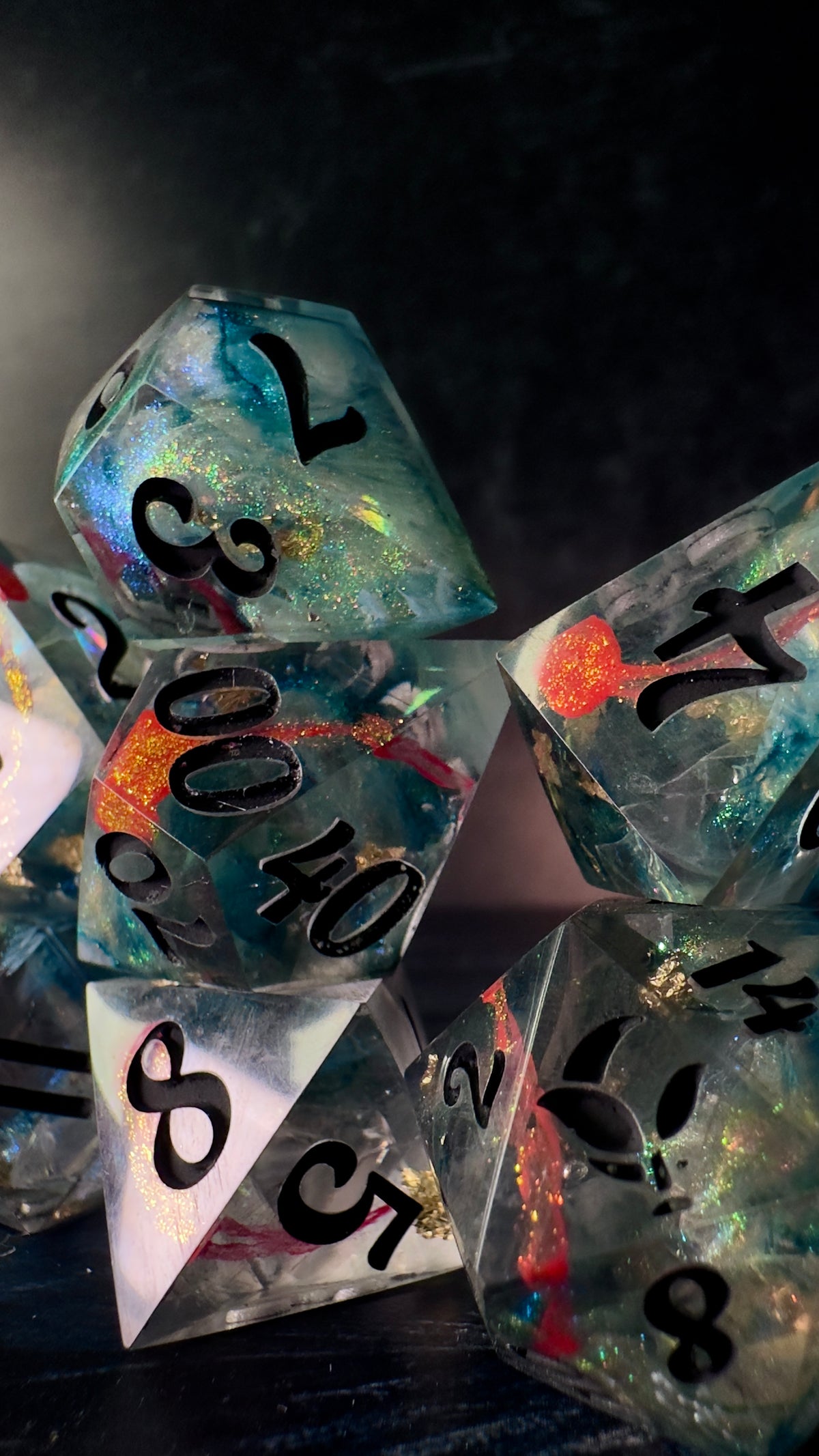 Petrova Line v1: Moonrise-8 piece polyhedral dice set (Large)