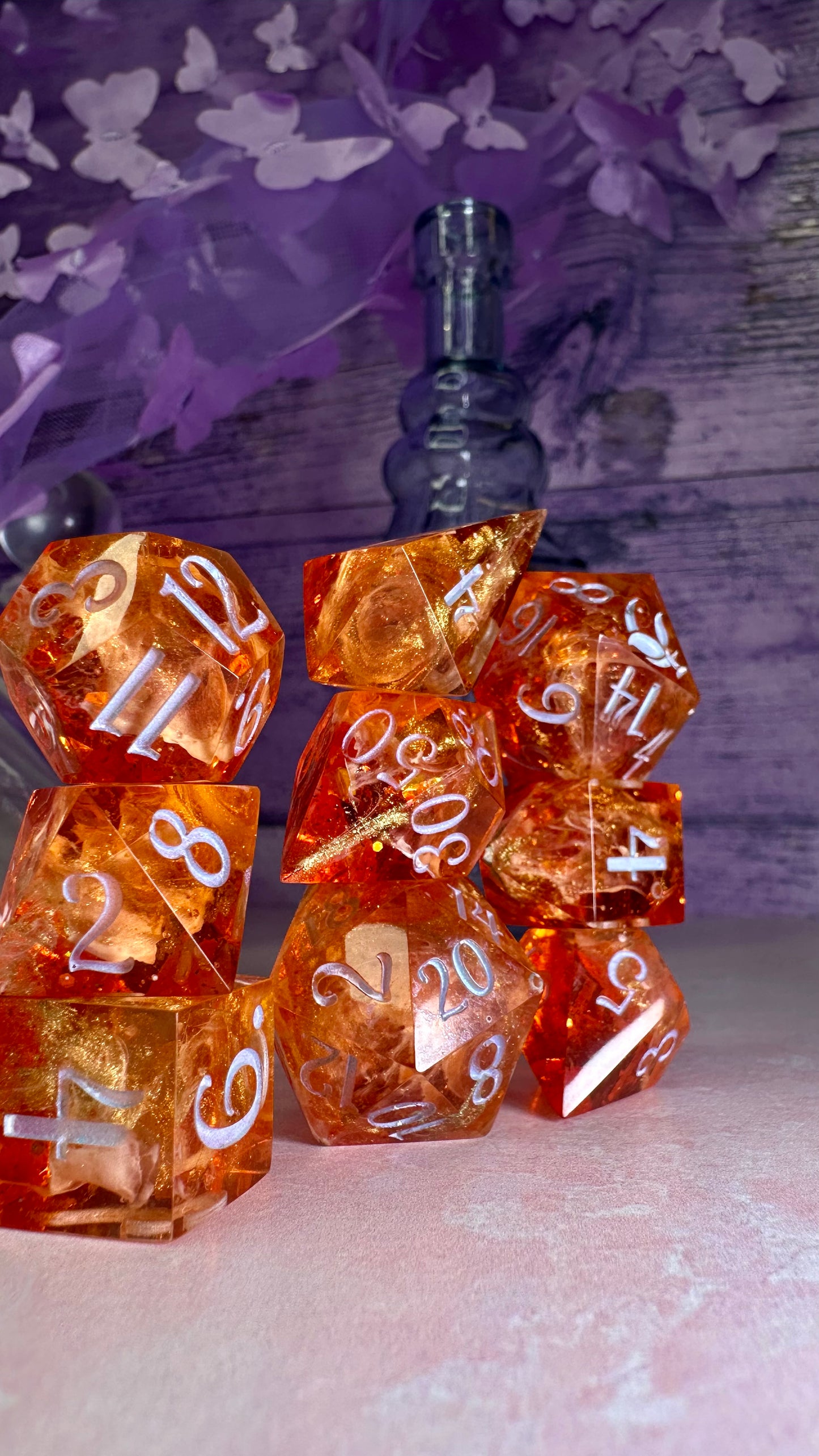 Portia Featherington- 8 piece polyhedral dice set