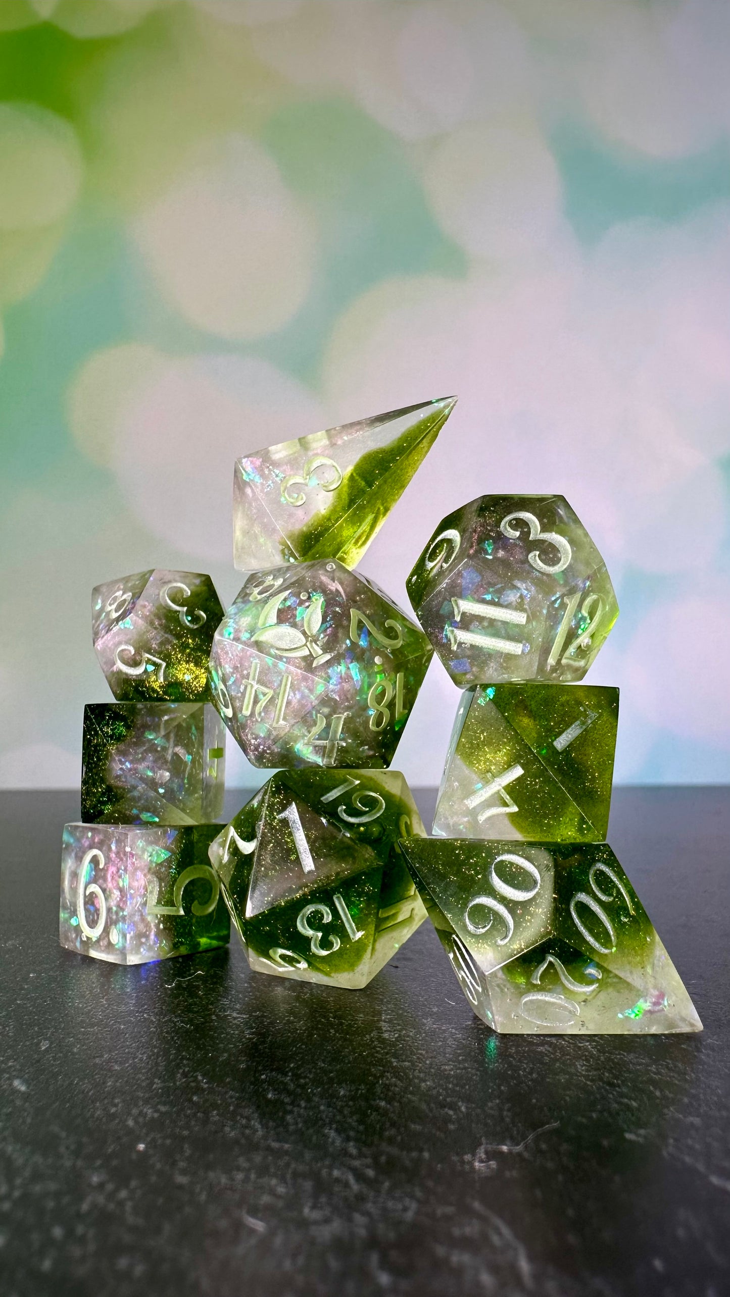 Spring's Haze-  8 piece polyhedral dice set