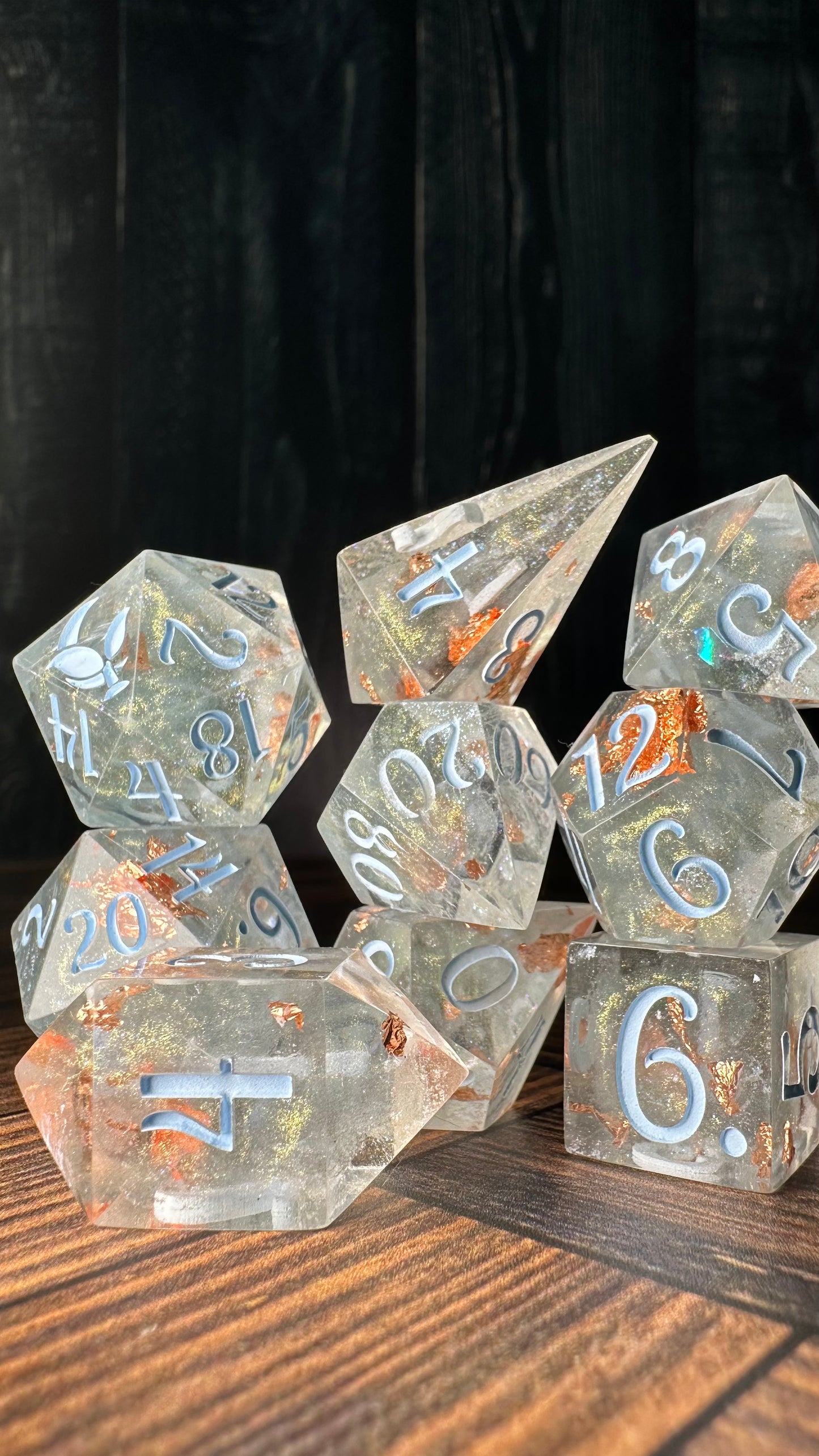 Glass slipper -8 piece polyhedral dice set