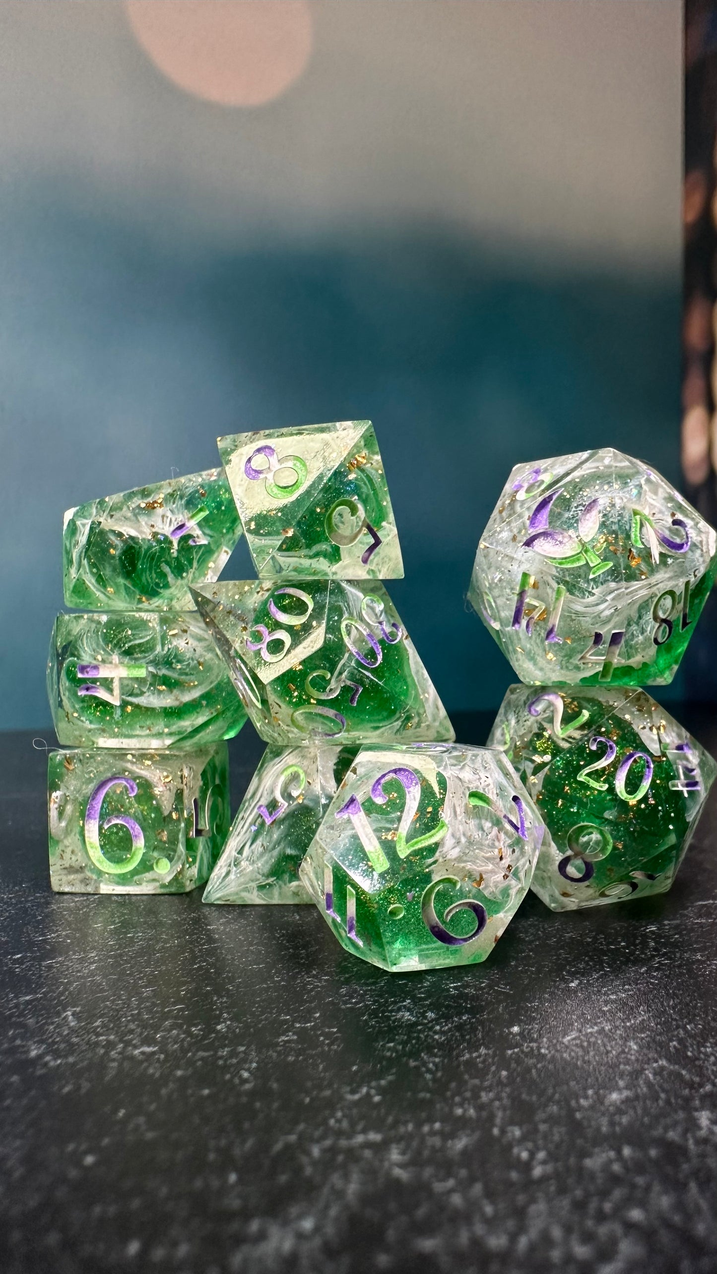 Genderqueer Pride- 8 piece polyhedral dice set