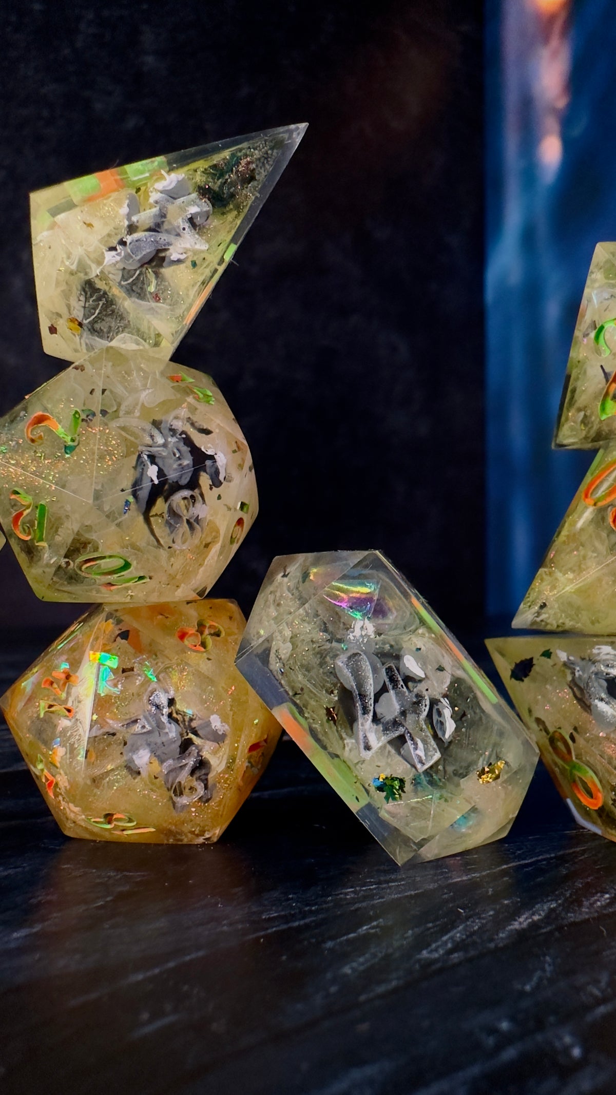 “Medium Rough Texture Circle Planet”  -8 piece polyhedral dice set (Large)