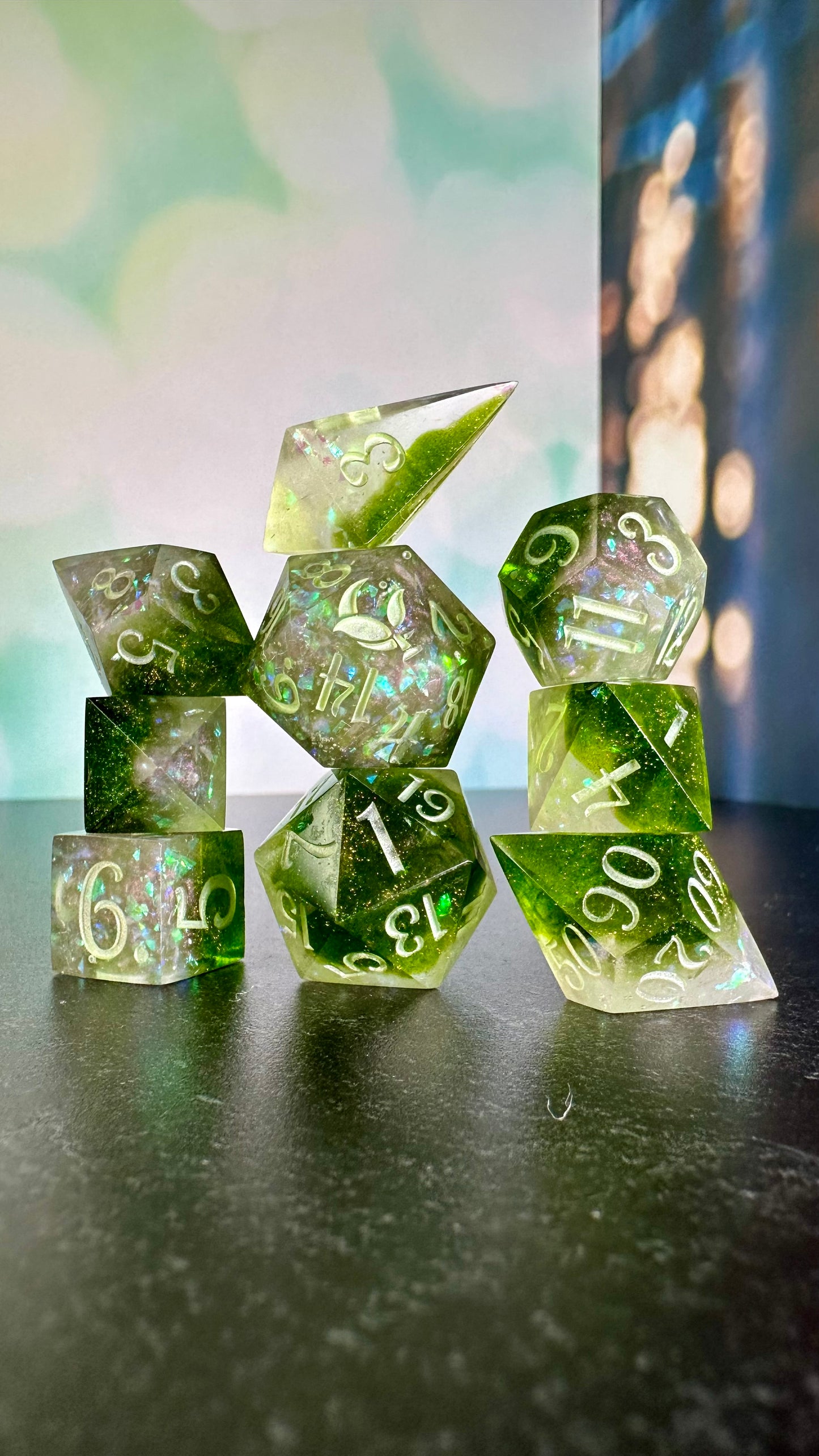 Spring's Haze-  8 piece polyhedral dice set