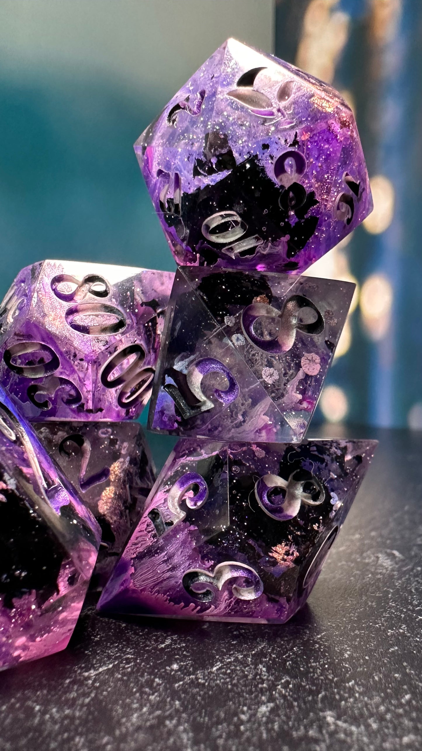 Asexual Pride 8 piece polyhedral dice set (Large) (Beta) Pobody's Nerfect