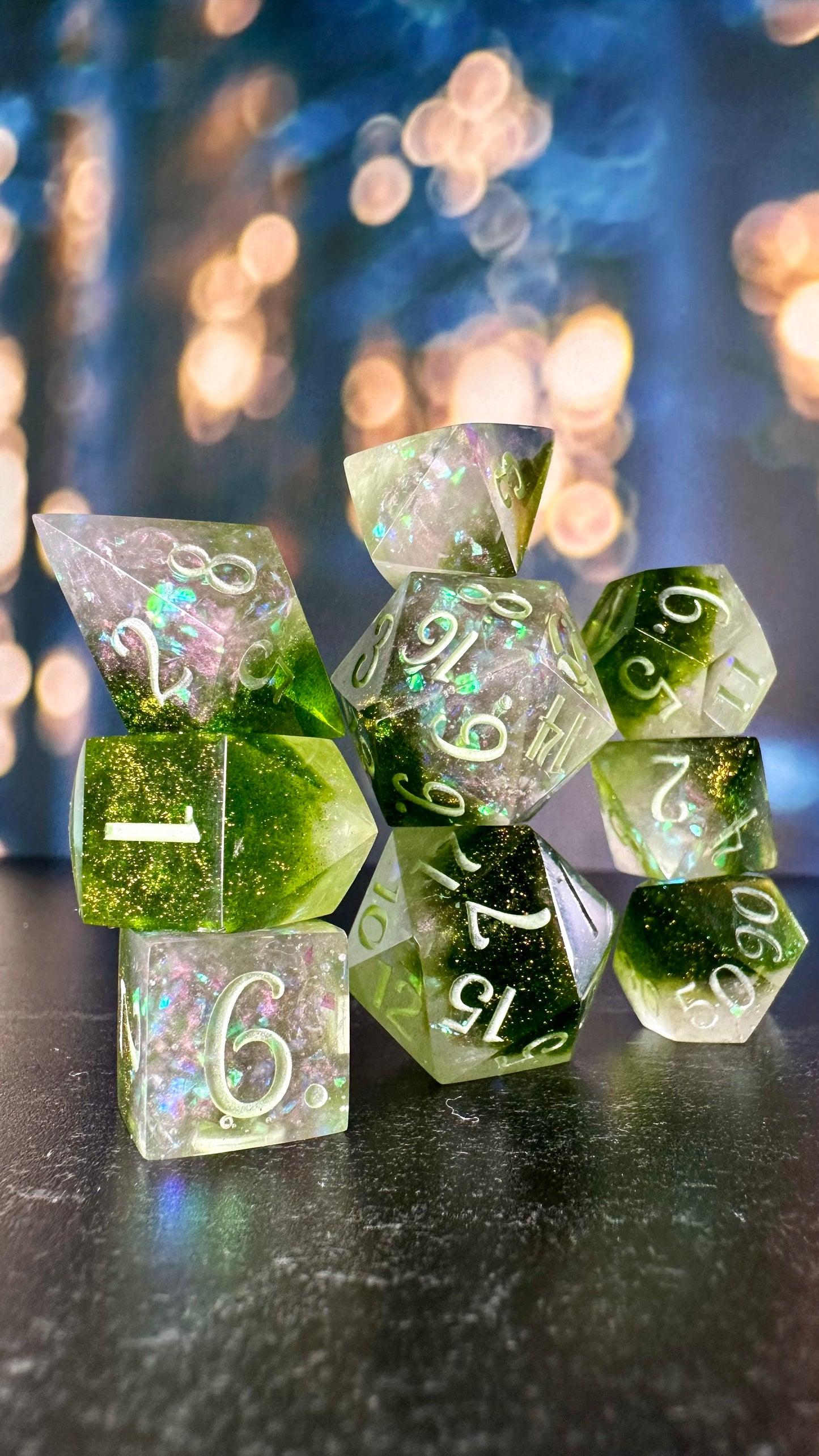 Spring's Haze-  8 piece polyhedral dice set