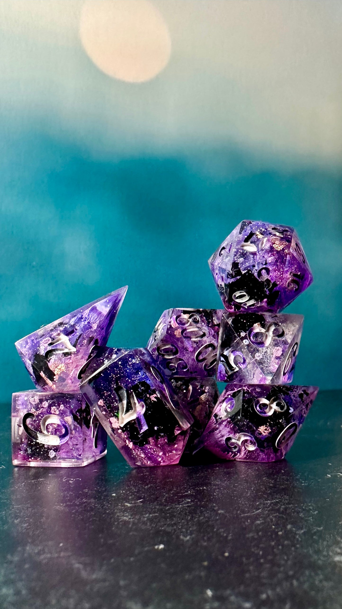 Asexual Pride 8 piece polyhedral dice set (Large) (Beta) Pobody's Nerfect