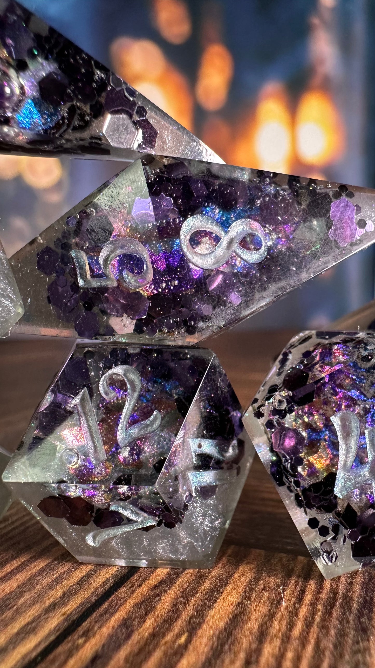 Starborn Fae Geode - 8 piece polyhedral dice set- (Pointy Bois)- Pobody’s Nerfect