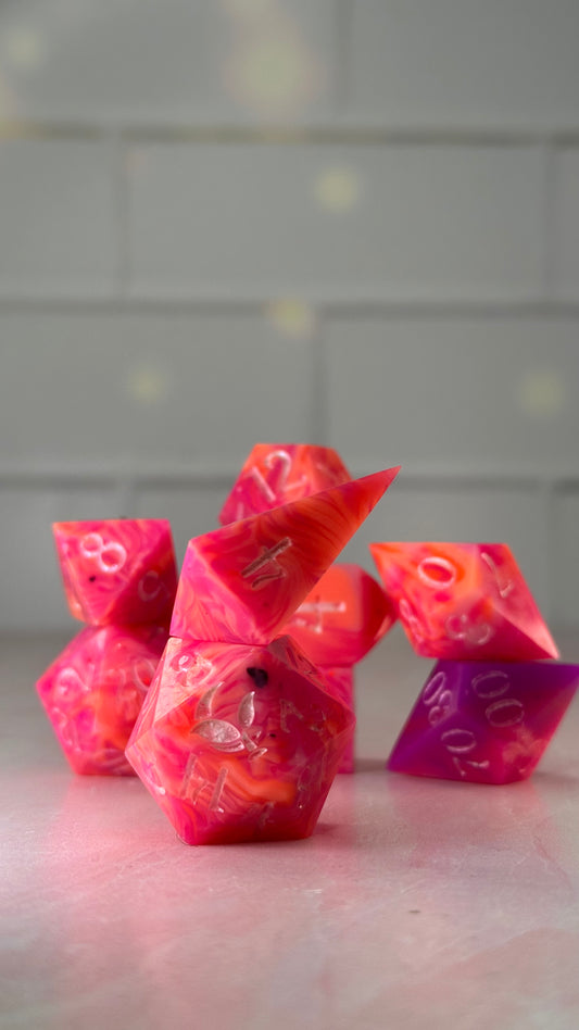 Lesbian Pride Sherbert - 8 piece polyhedral dice set