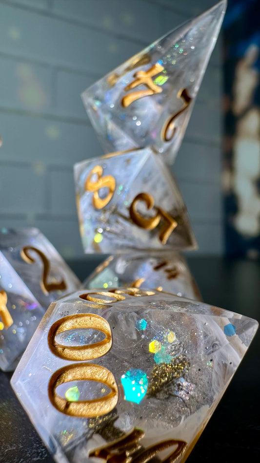 Golden- Pobody's Nerfect - 8 piece polyhedral dice set (Large)