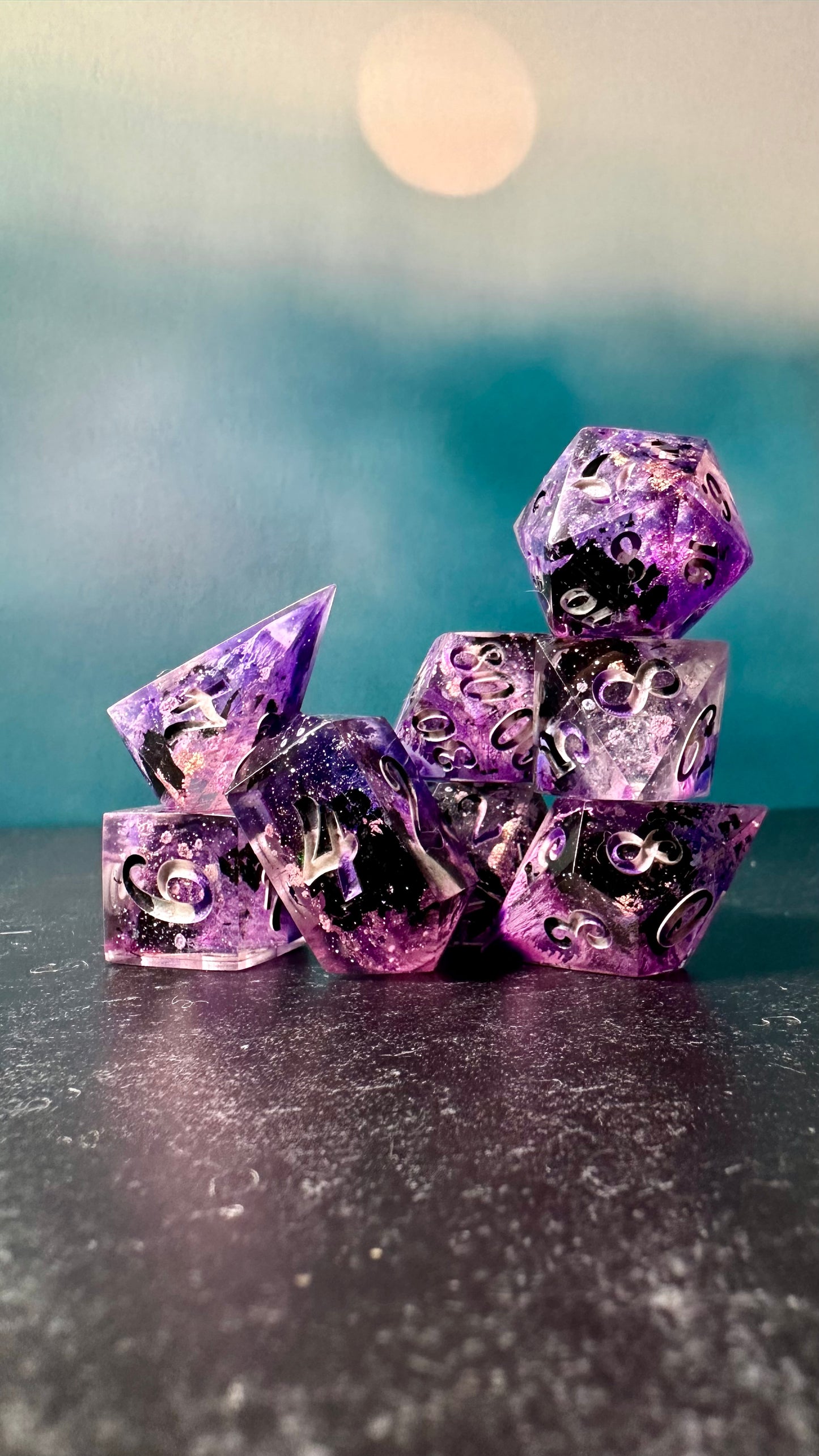 Asexual Pride 8 piece polyhedral dice set (Large) (Beta) Pobody's Nerfect