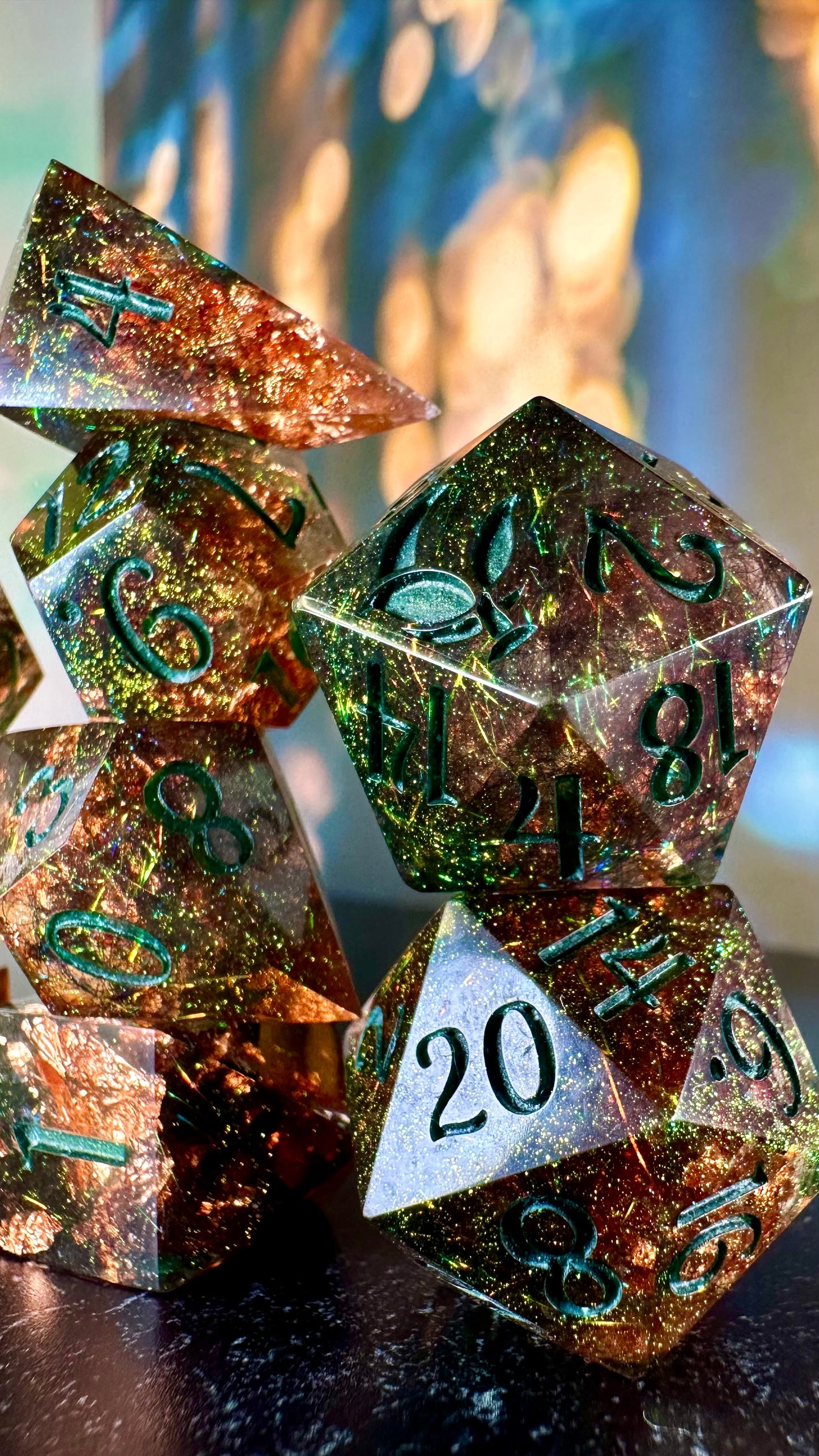 Crown Prince of the Valbaran Fae-  8 piece polyhedral dice set