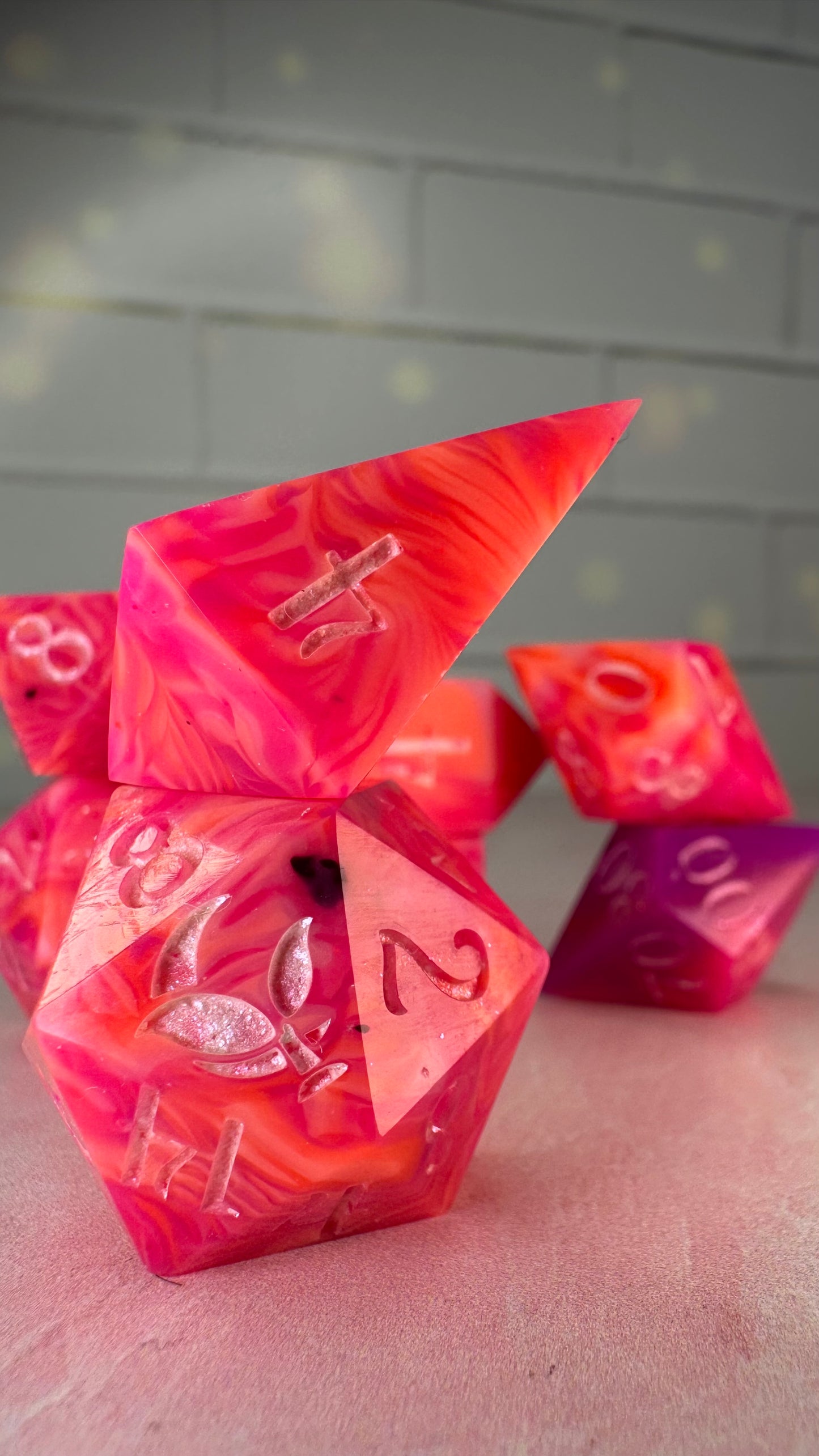 Lesbian Pride Sherbert - 8 piece polyhedral dice set