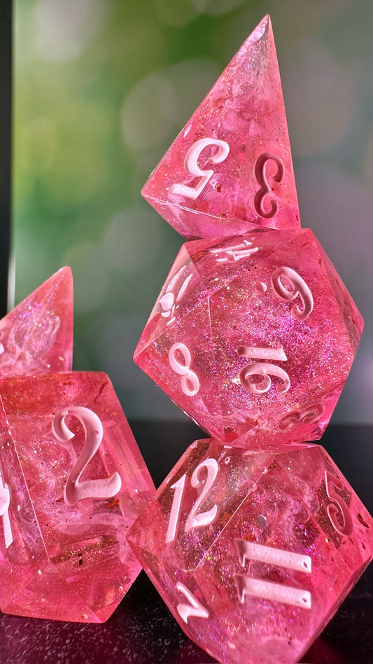 Pink Pony Club 9 piece polyhedral dice set (Large) (Beta) Pobody's Nerfect