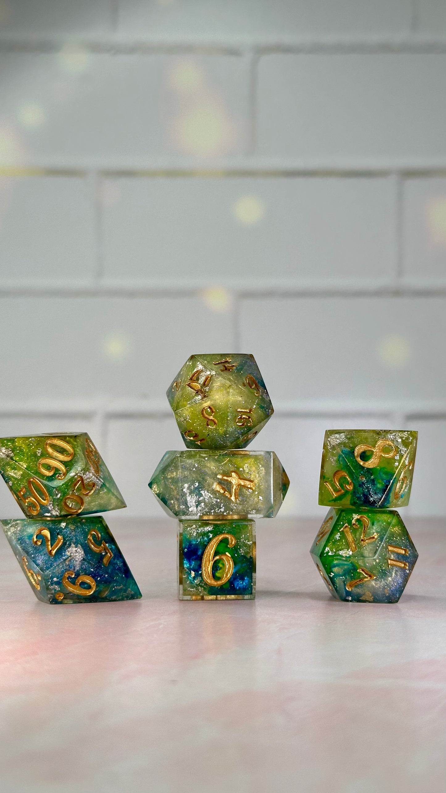 Mercurial Shadow Period-Pobody’s Nerfect 8 piece polyhedral dice set (Large)